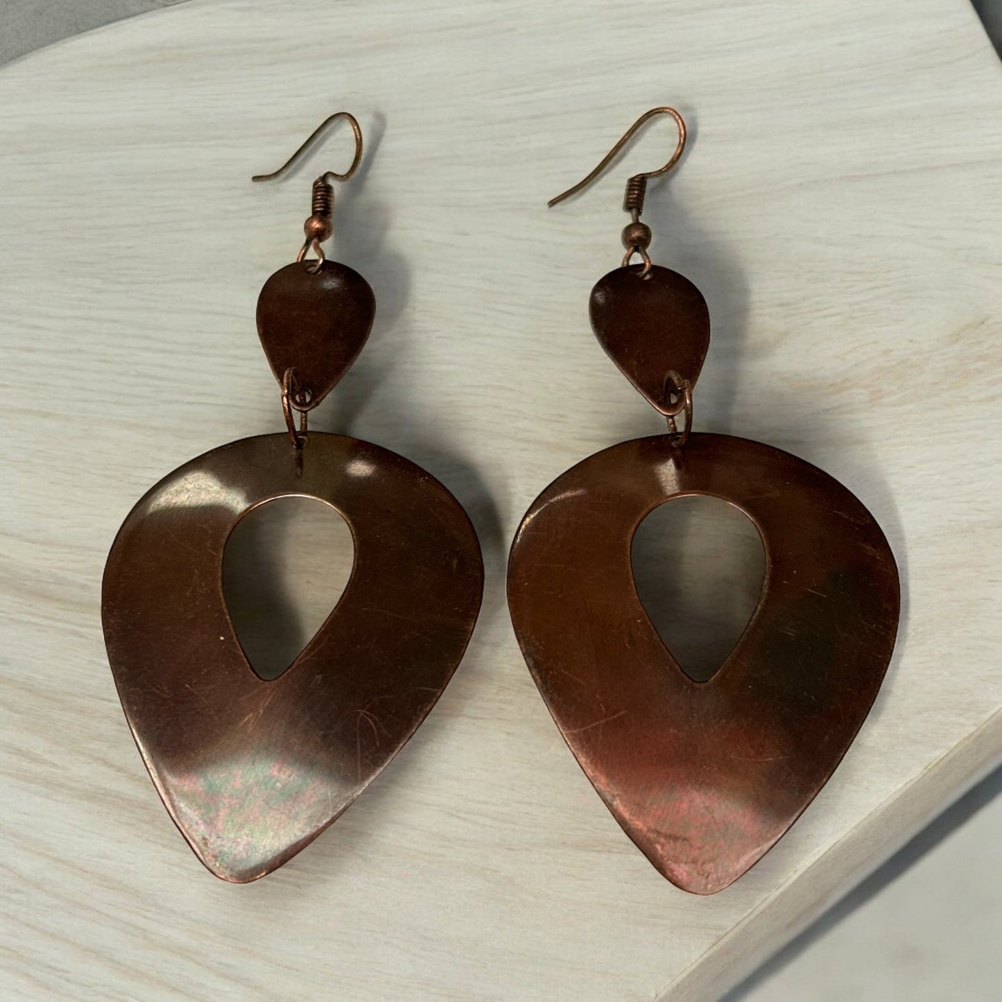 Lightweight Copper Antique Plated Teardrop Dangle Earrings - Fatisha Boutique