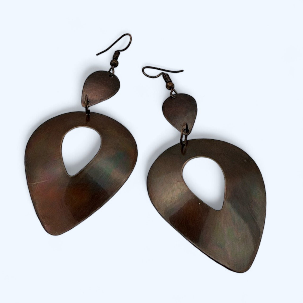 Lightweight Copper Antique Plated Teardrop Dangle Earrings - Fatisha Boutique
