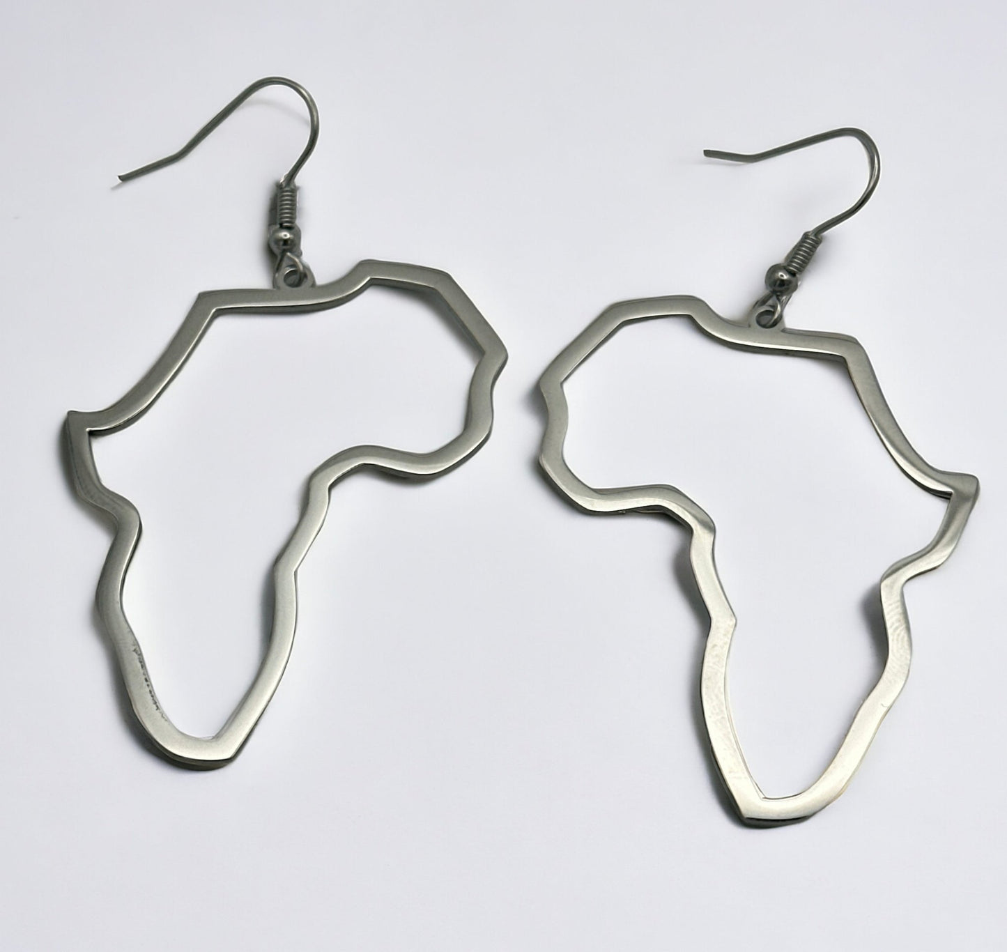 Lightweight Medium Stainless Steel Africa Map Shaped Dangle Earrings - Fatisha Boutique