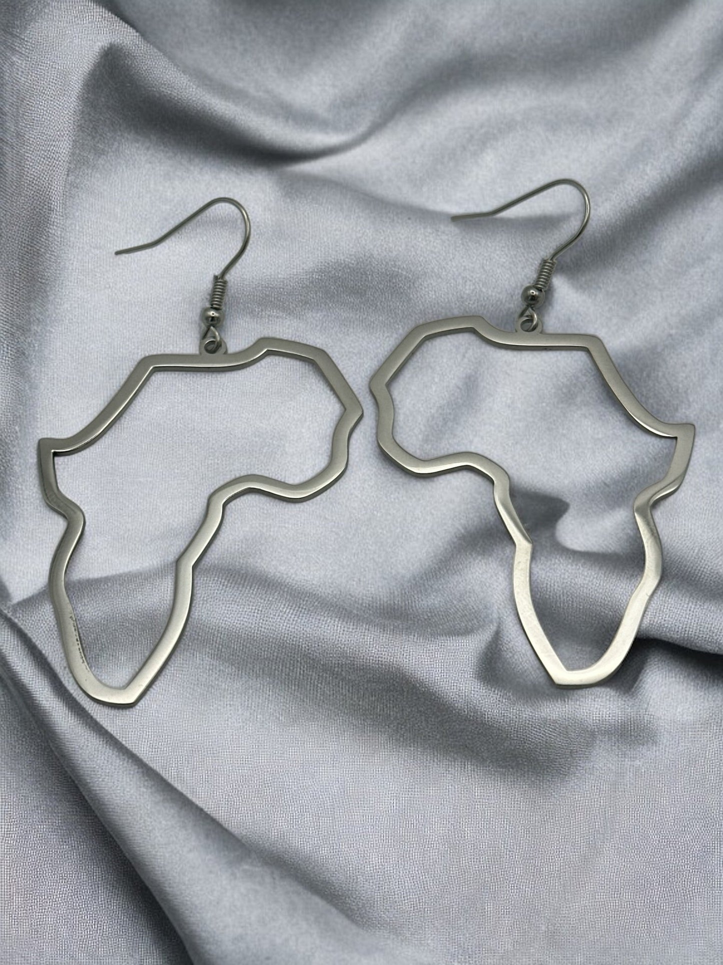 Lightweight Medium Stainless Steel Africa Map Shaped Dangle Earrings - Fatisha Boutique