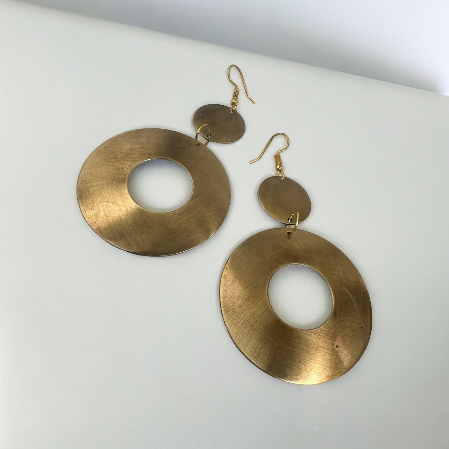 Lightweight Round Brass Plated Ethnic Dangle Earrings - Fatisha Boutique