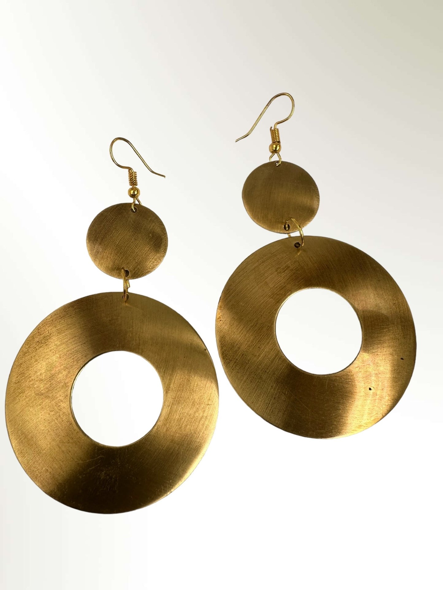 Lightweight Round Brass Plated Ethnic Dangle Earrings - Fatisha Boutique