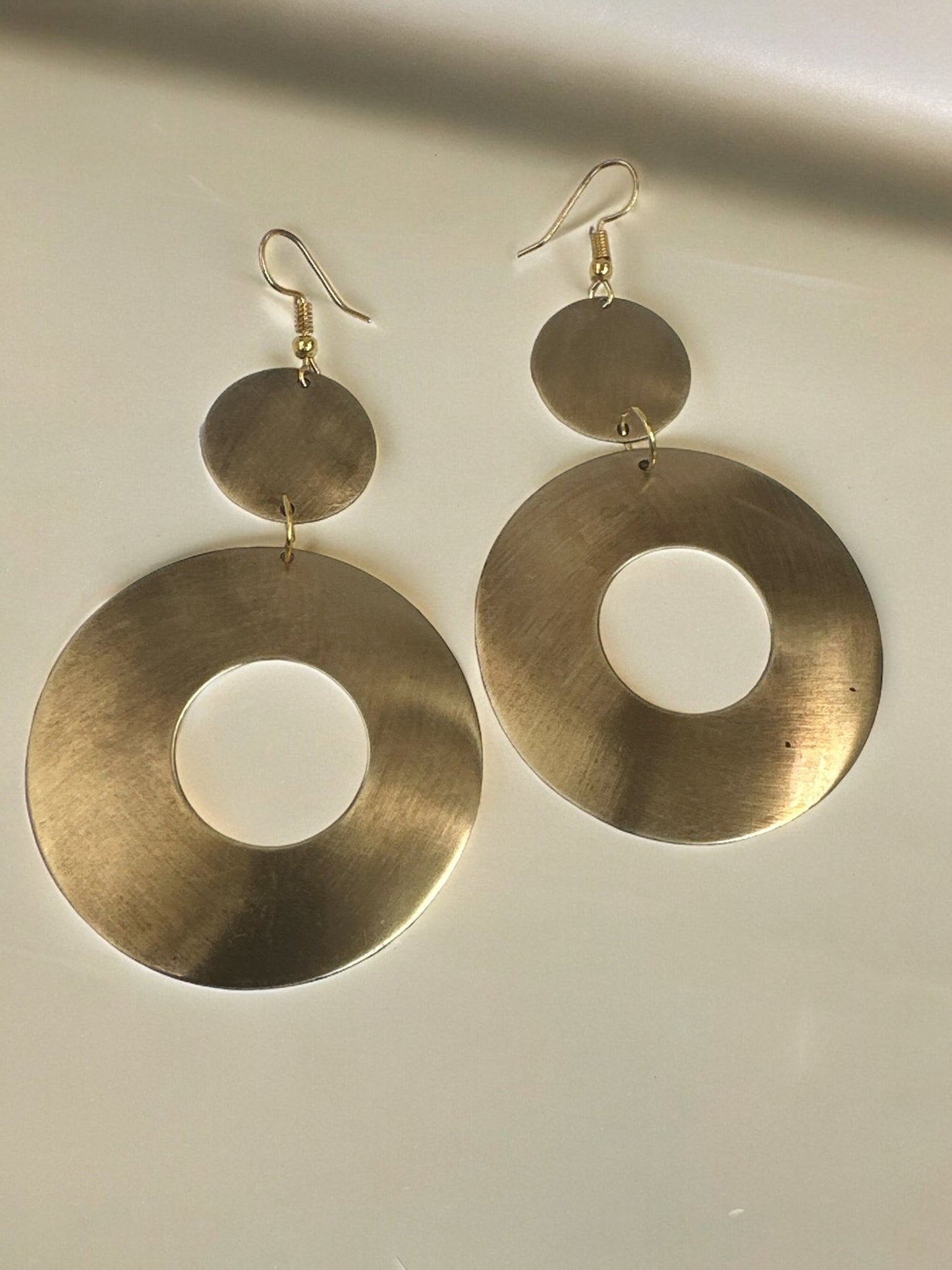 Lightweight Round Brass Plated Ethnic Dangle Earrings - Fatisha Boutique