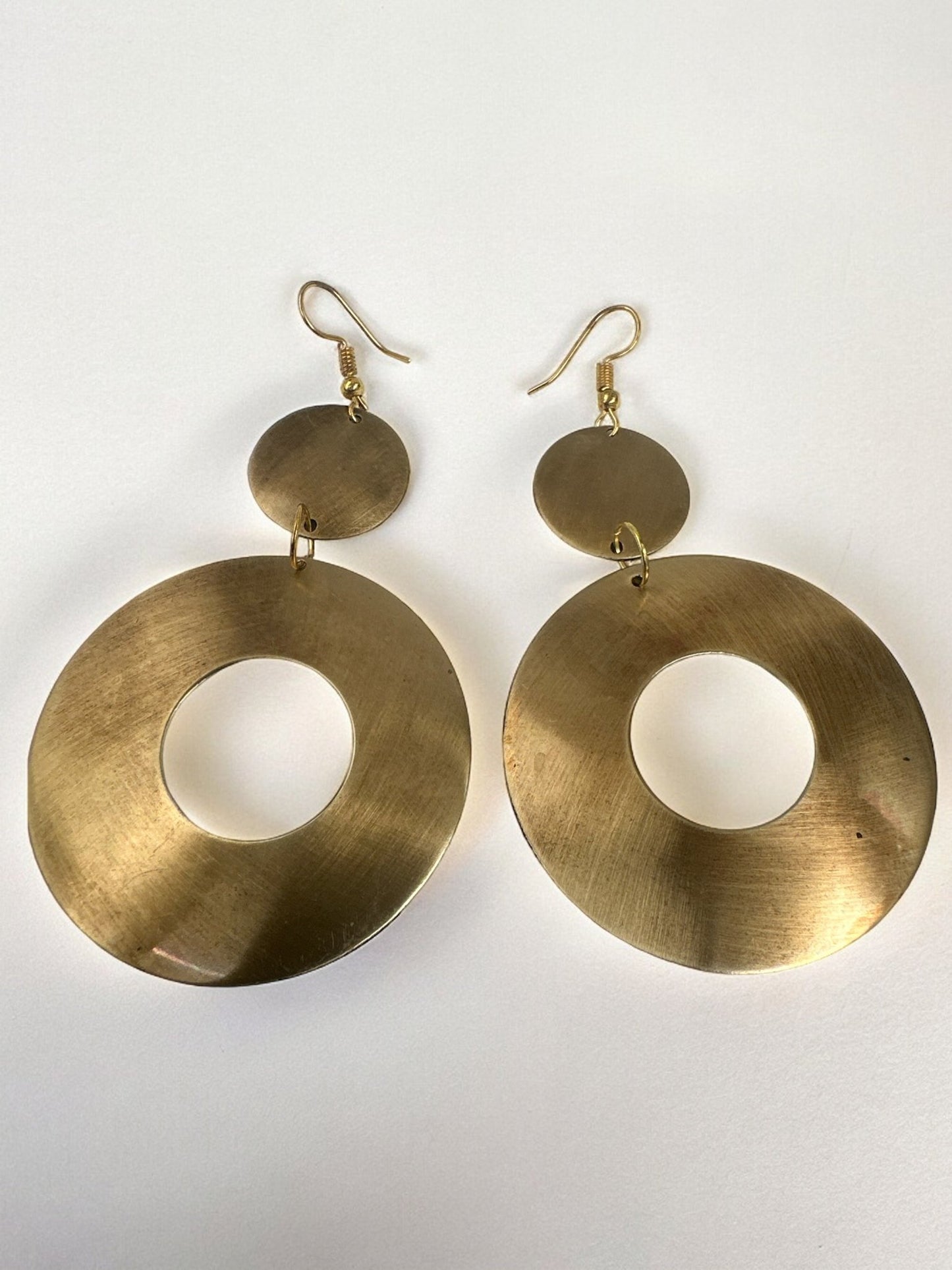 Lightweight Round Brass Plated Ethnic Dangle Earrings - Fatisha Boutique