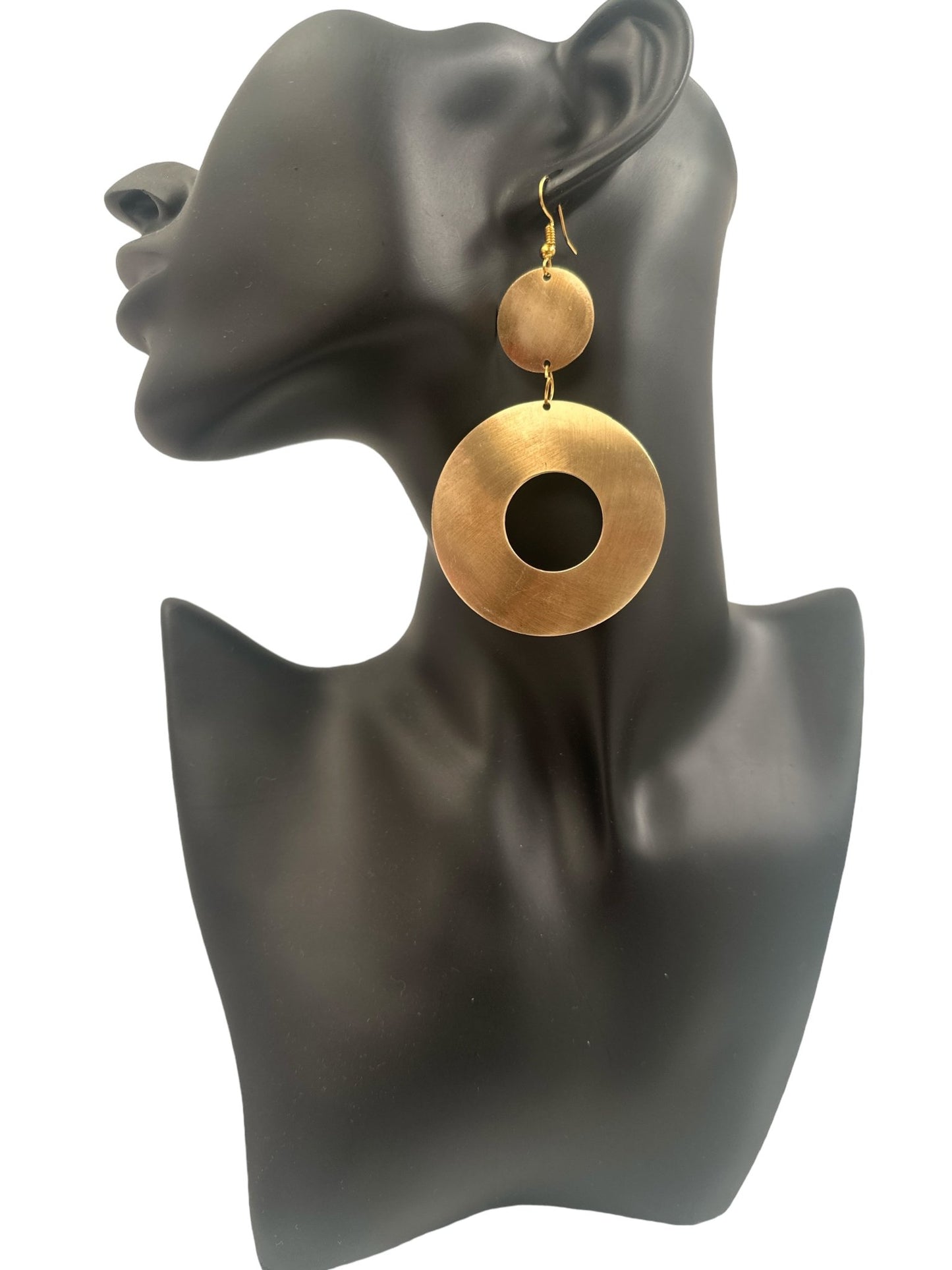 Lightweight Round Brass Plated Ethnic Dangle Earrings - Fatisha Boutique