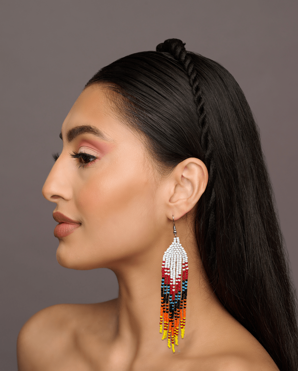 Long Authentic African Ethnic Multicolour Beaded Tassel Dangle Earrings - Fatisha Boutique