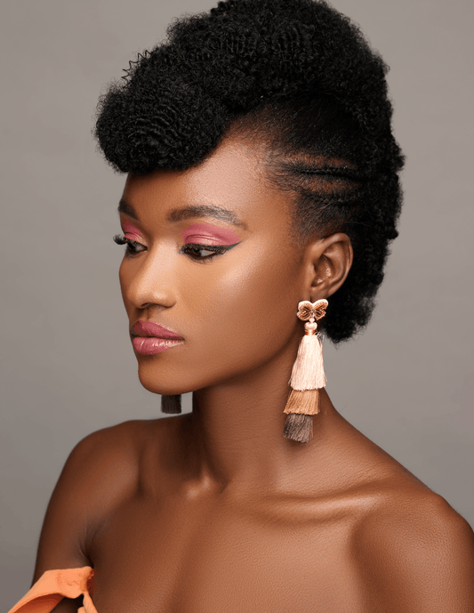 Long Bohemian Brown Thread Tassel Statement Earrings - Fatisha Boutique