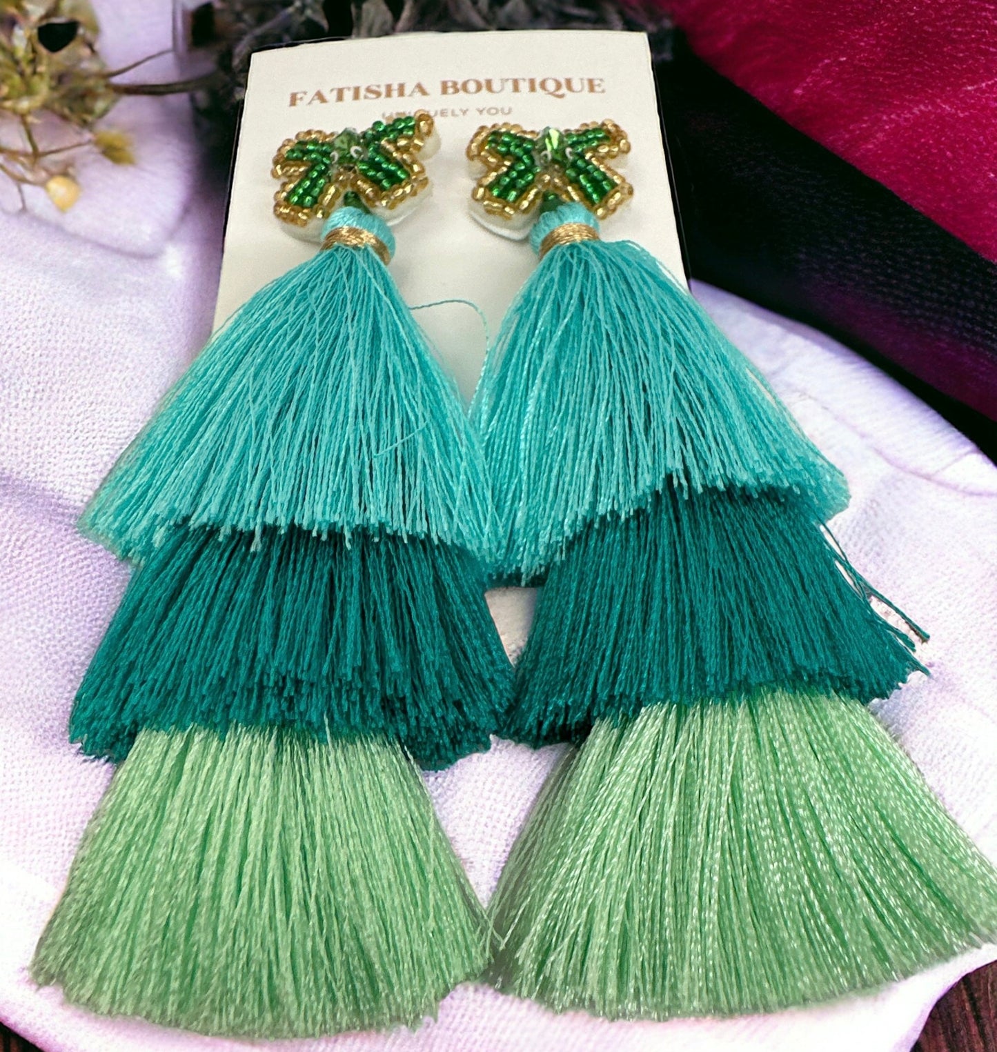 Long Bohemian Colourful Thread Tassel Statement Earrings - Fatisha Boutique