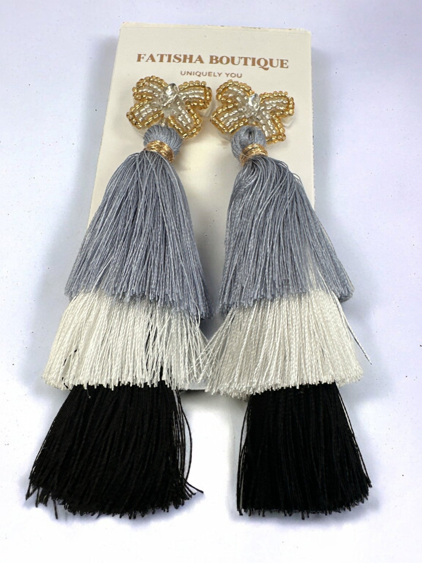 Long Bohemian Colourful Thread Tassel Statement Earrings - Fatisha Boutique