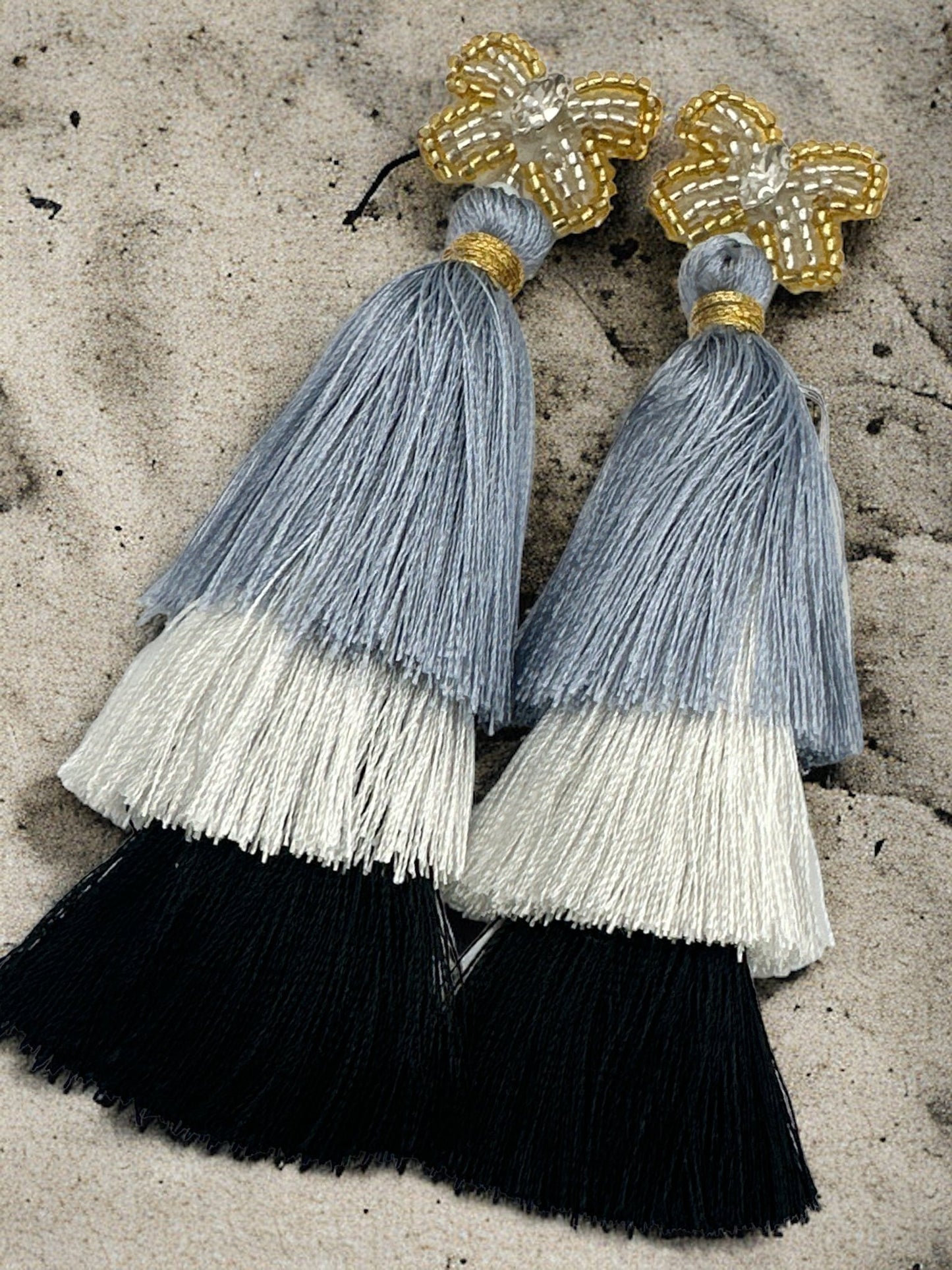 Long Bohemian Colourful Thread Tassel Statement Earrings - Fatisha Boutique