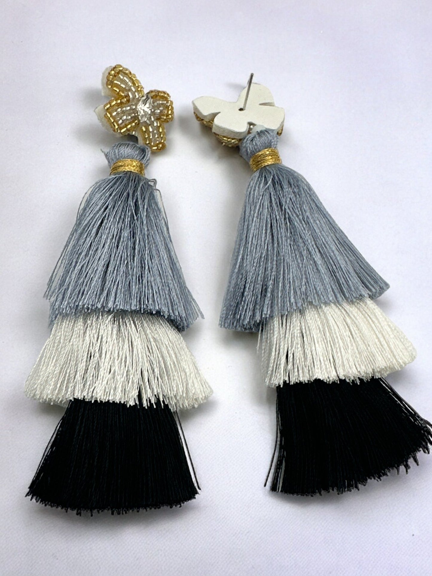 Long Bohemian Colourful Thread Tassel Statement Earrings - Fatisha Boutique