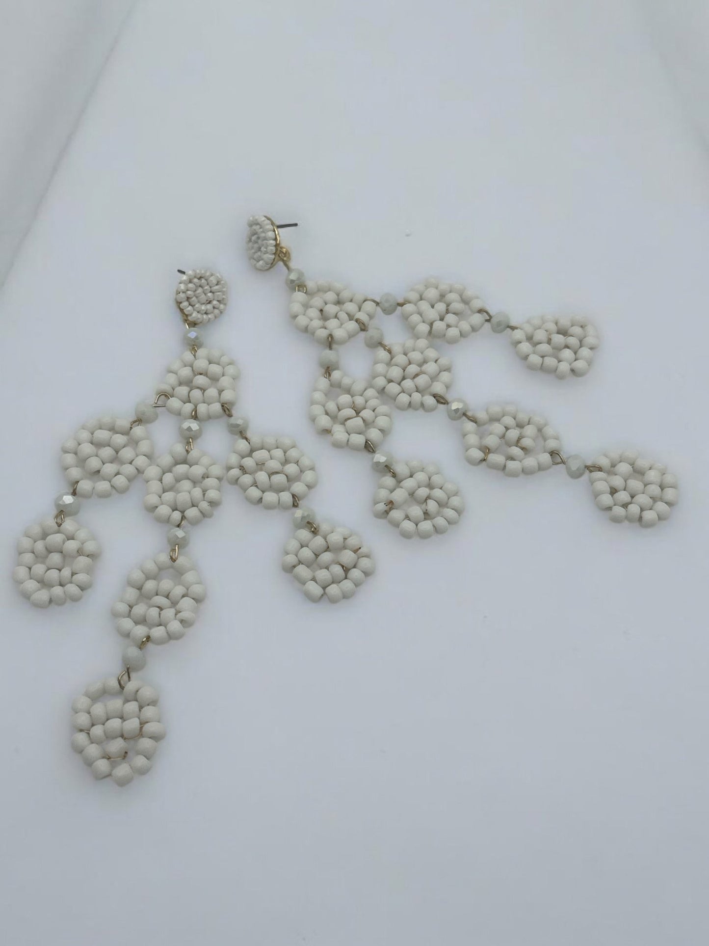 Long Bohemian White Beaded Tassel Earrings - Fatisha Boutique