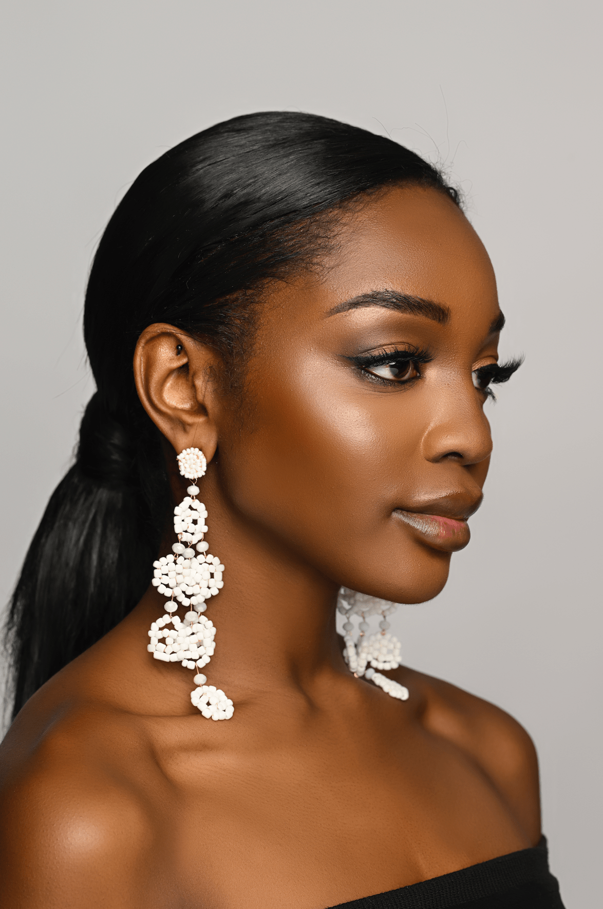 Long Bohemian White Beaded Tassel Earrings - Fatisha Boutique