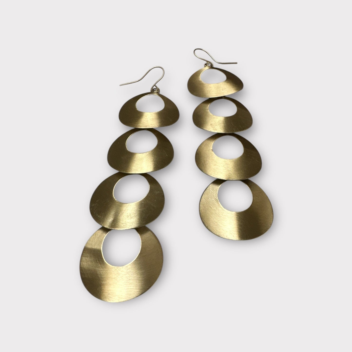 Long Brass Statement Earrings | Geometric Dangle Earrings | Handmade Jewellery - Fatisha Boutique