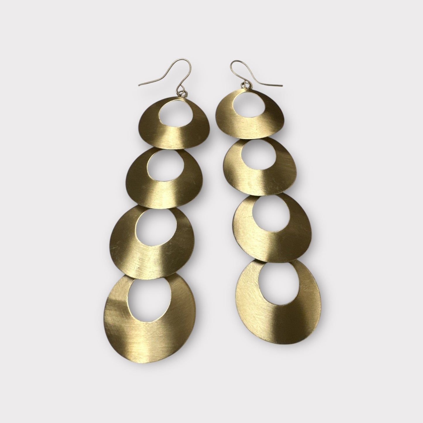 Long Brass Statement Earrings | Geometric Dangle Earrings | Handmade Jewellery - Fatisha Boutique