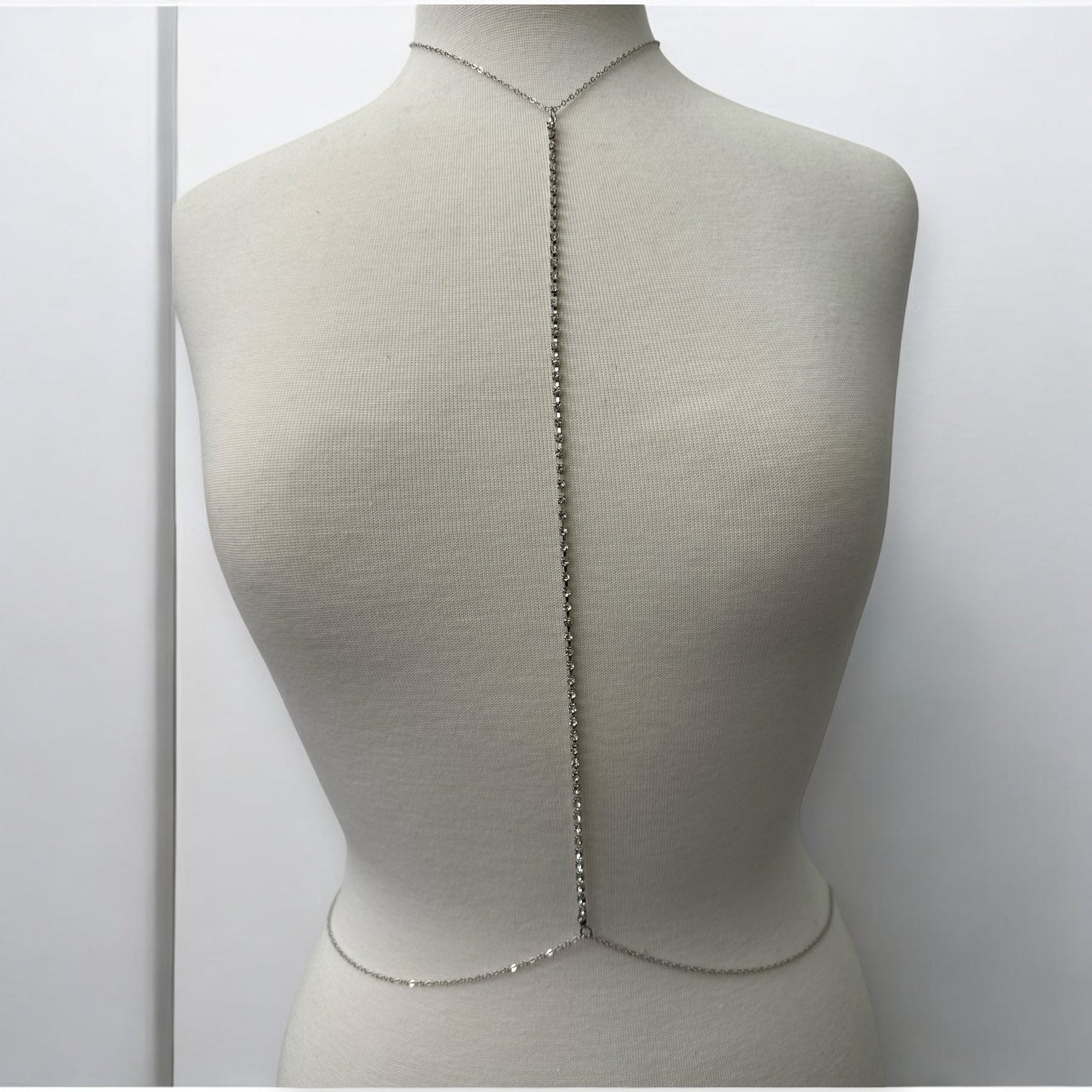 Long Centred Rhinestone Bralette Statement Body Chain - Fatisha Boutique