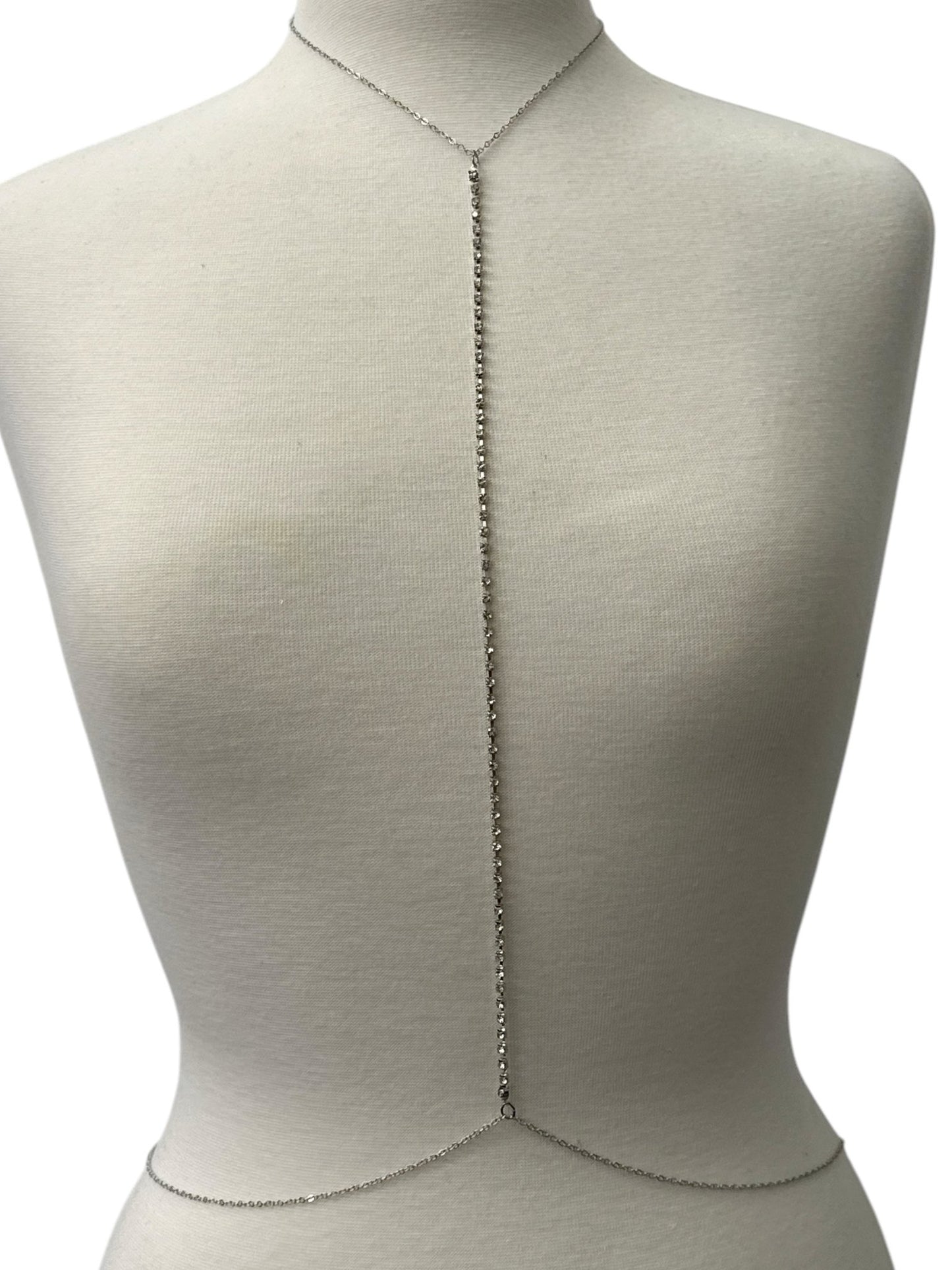 Long Centred Rhinestone Bralette Statement Body Chain - Fatisha Boutique