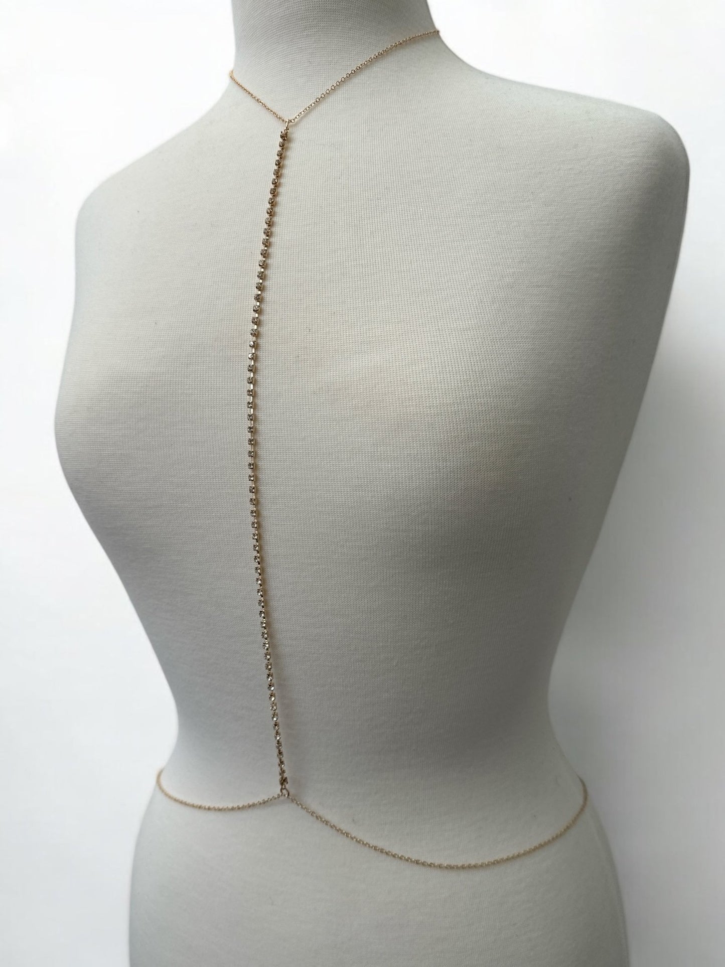 Long Centred Rhinestone Bralette Statement Body Chain - Fatisha Boutique