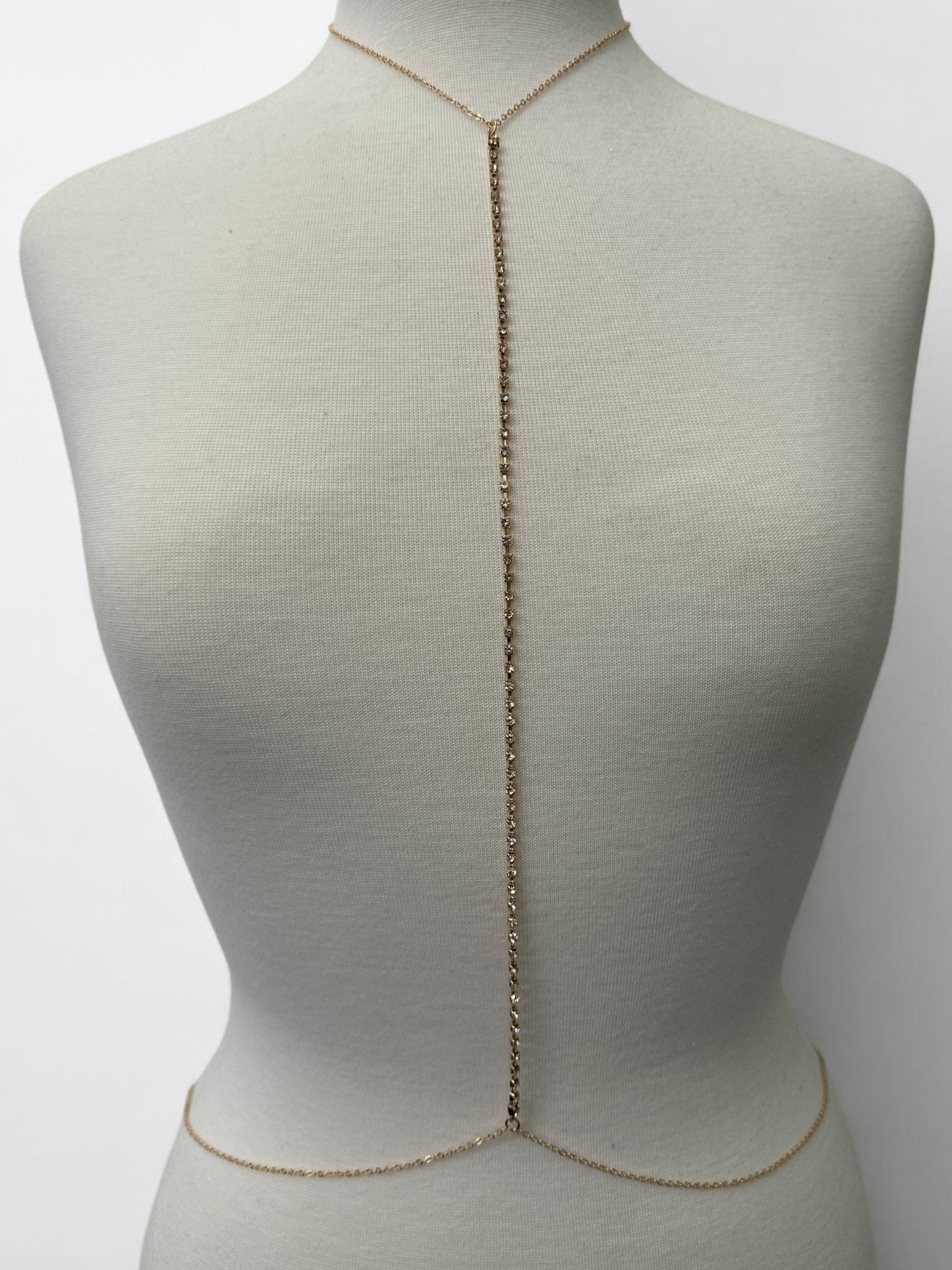 Long Centred Rhinestone Bralette Statement Body Chain - Fatisha Boutique