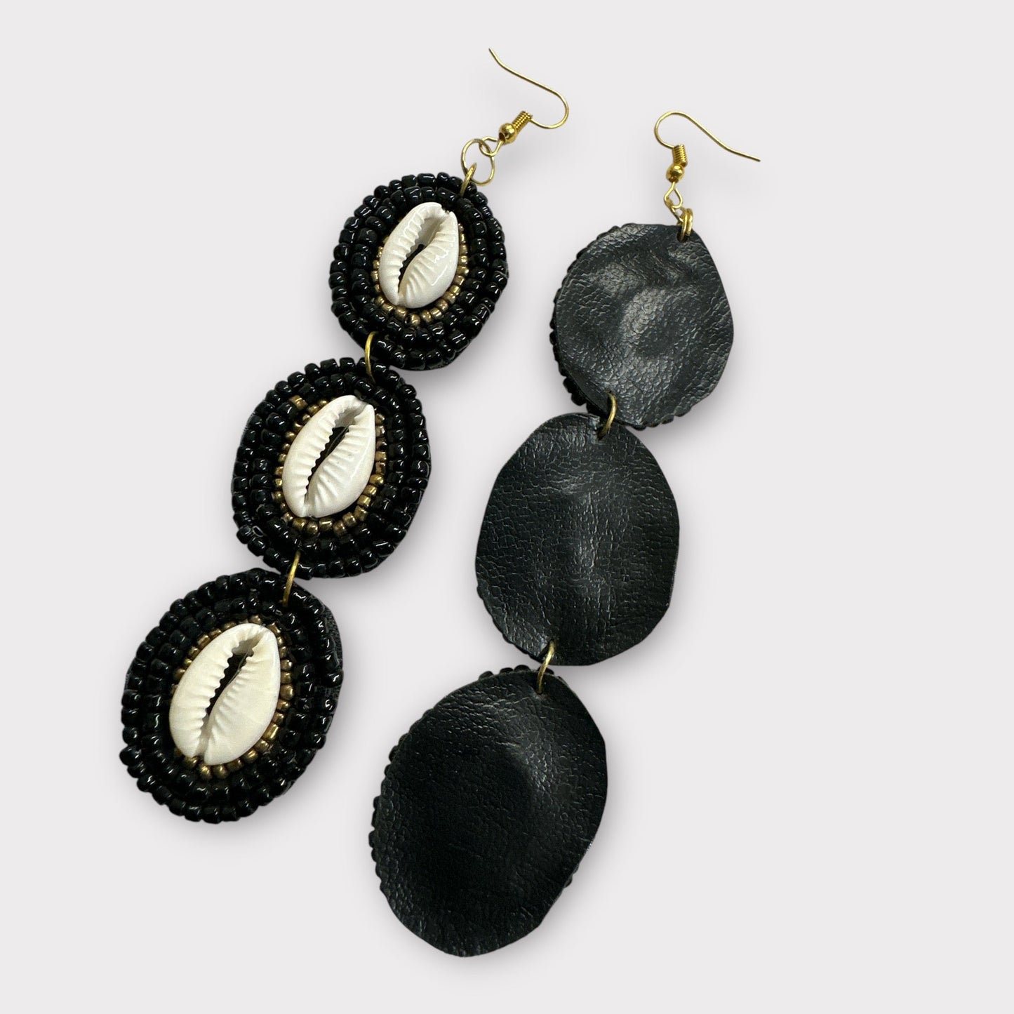 Long Cowrie Shell Beaded Statement Dangle Earrings - Fatisha Boutique