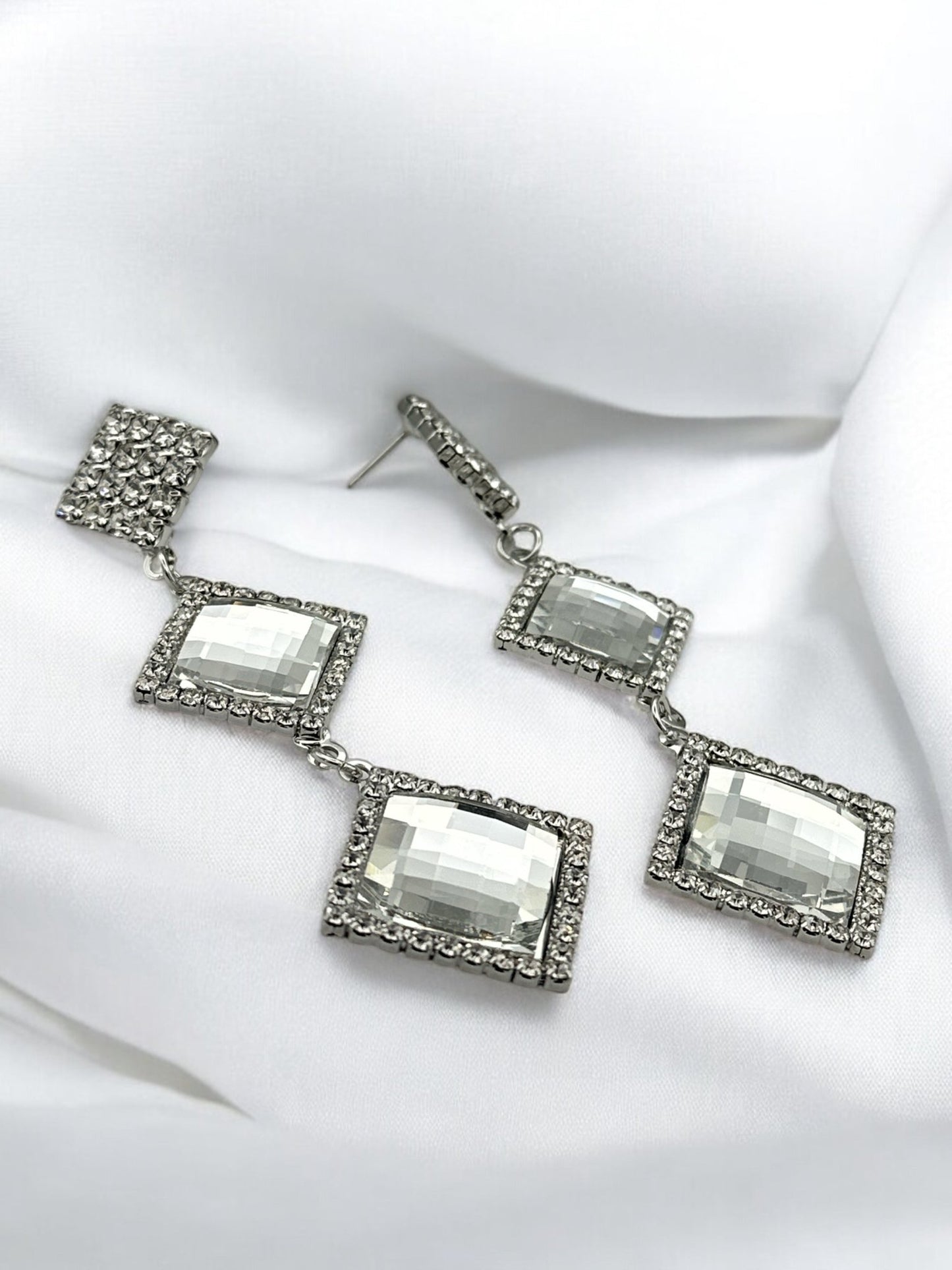 Long Crystal Rhinestone Drop Earrings - Elegant Statement Jewellery - Fatisha Boutique