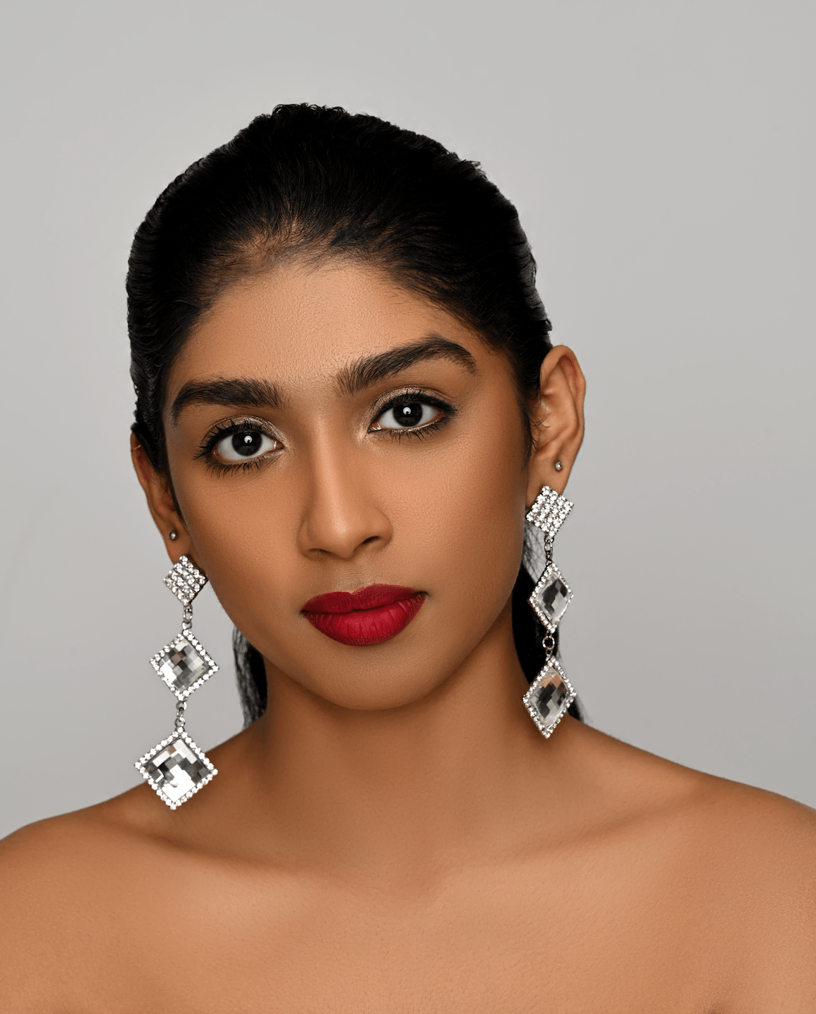Long Crystal Rhinestone Drop Earrings - Elegant Statement Jewellery - Fatisha Boutique