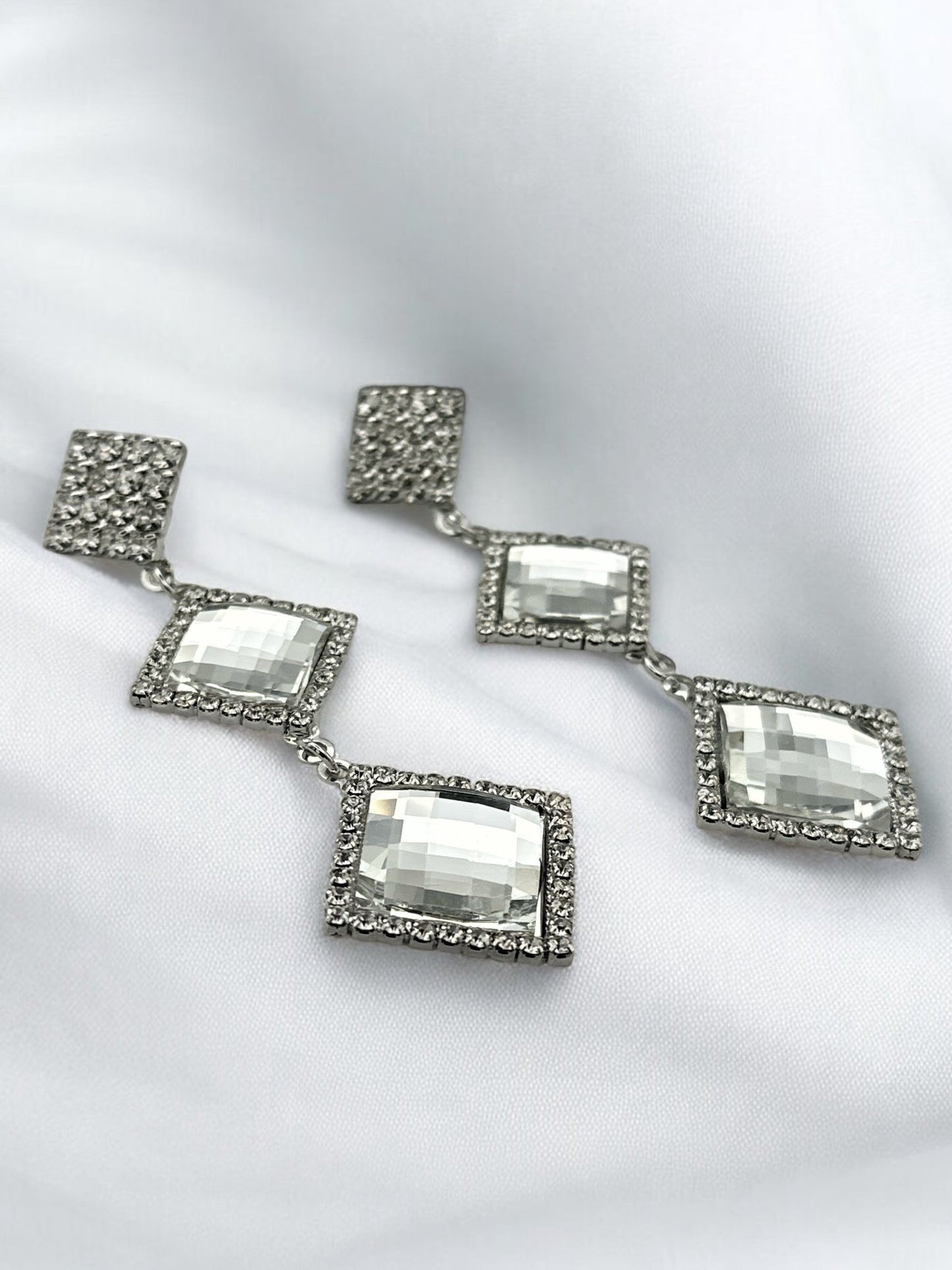 Long Crystal Rhinestone Drop Earrings - Elegant Statement Jewellery - Fatisha Boutique