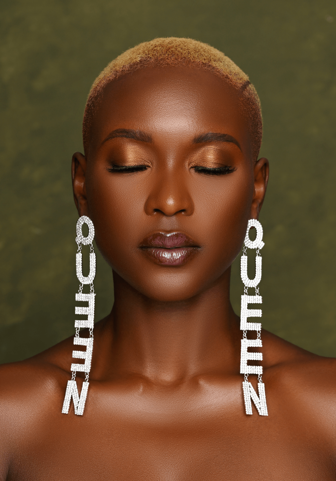 Long Diamante Rhinestone QUEEN Drop Earrings - Fatisha Boutique