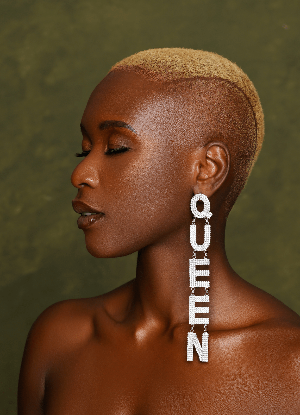 Long Diamante Rhinestone QUEEN Drop Earrings - Fatisha Boutique