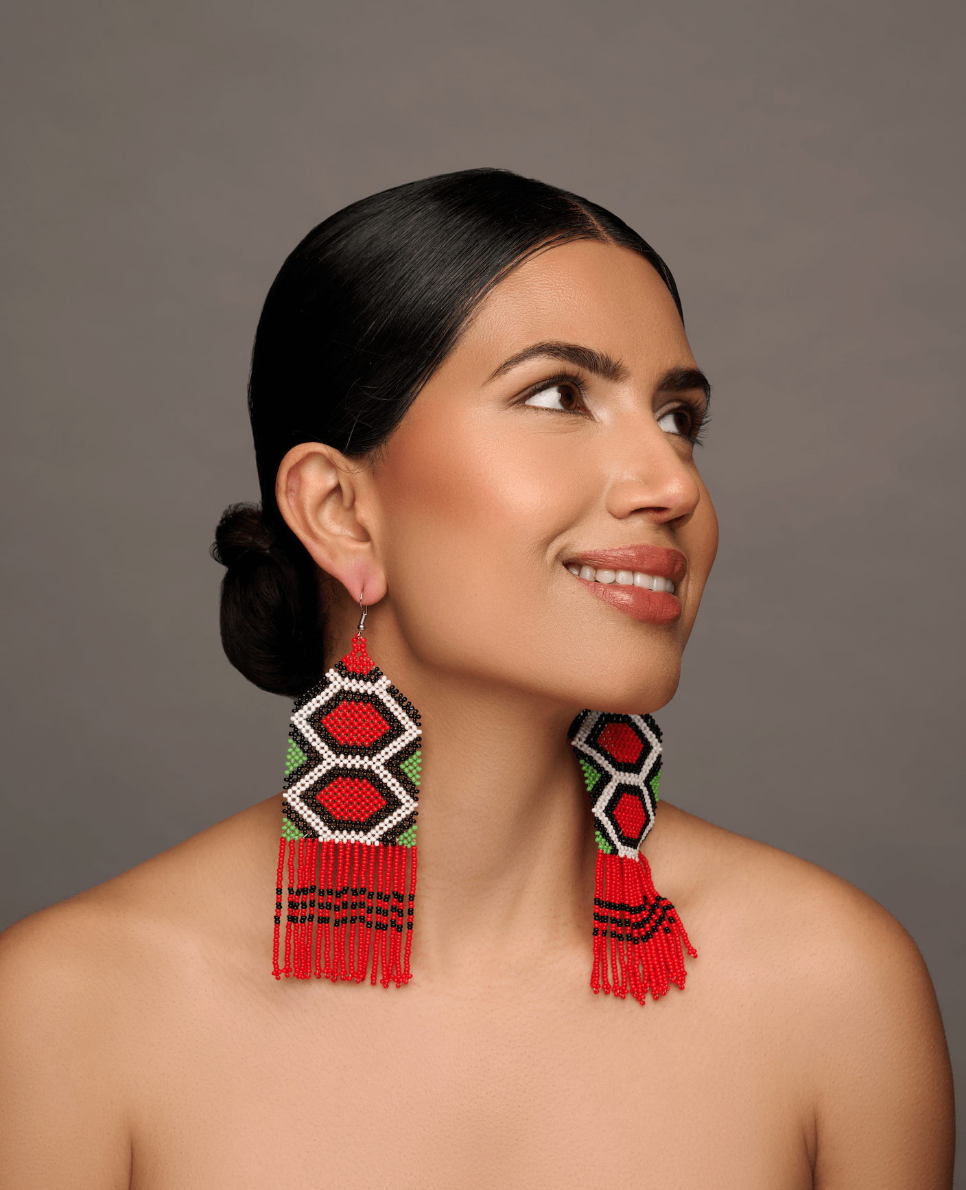 Long Elegant Authentic Red African Ethnic Native Dangle Statement Earrings - Fatisha Boutique