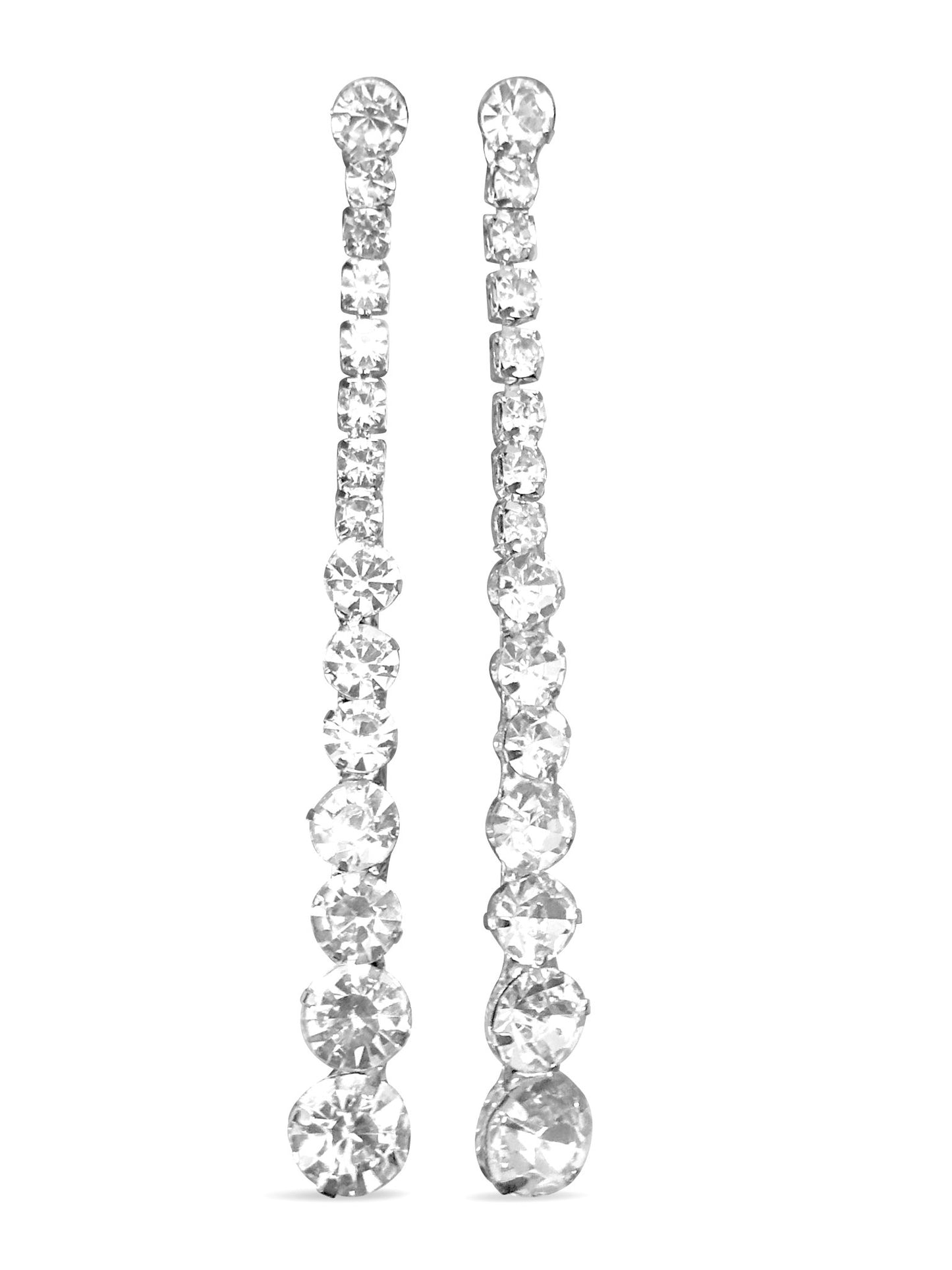 Long Elegant Crystal Diamante Rhinestone Teardrop Stud Earrings - Fatisha Boutique