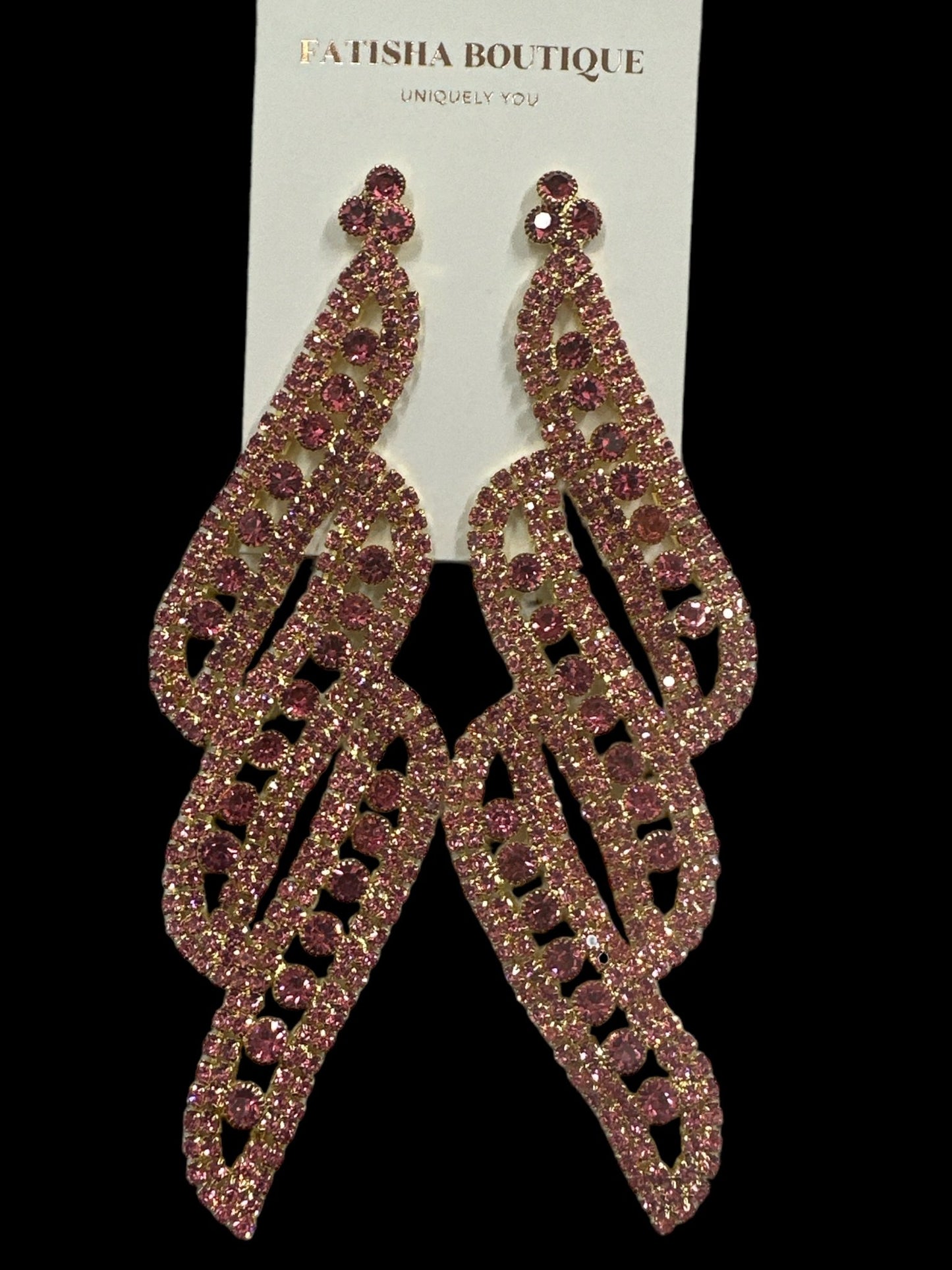 Long Elegant Diamante Rhinestone Dangle Earrings - Fatisha Boutique
