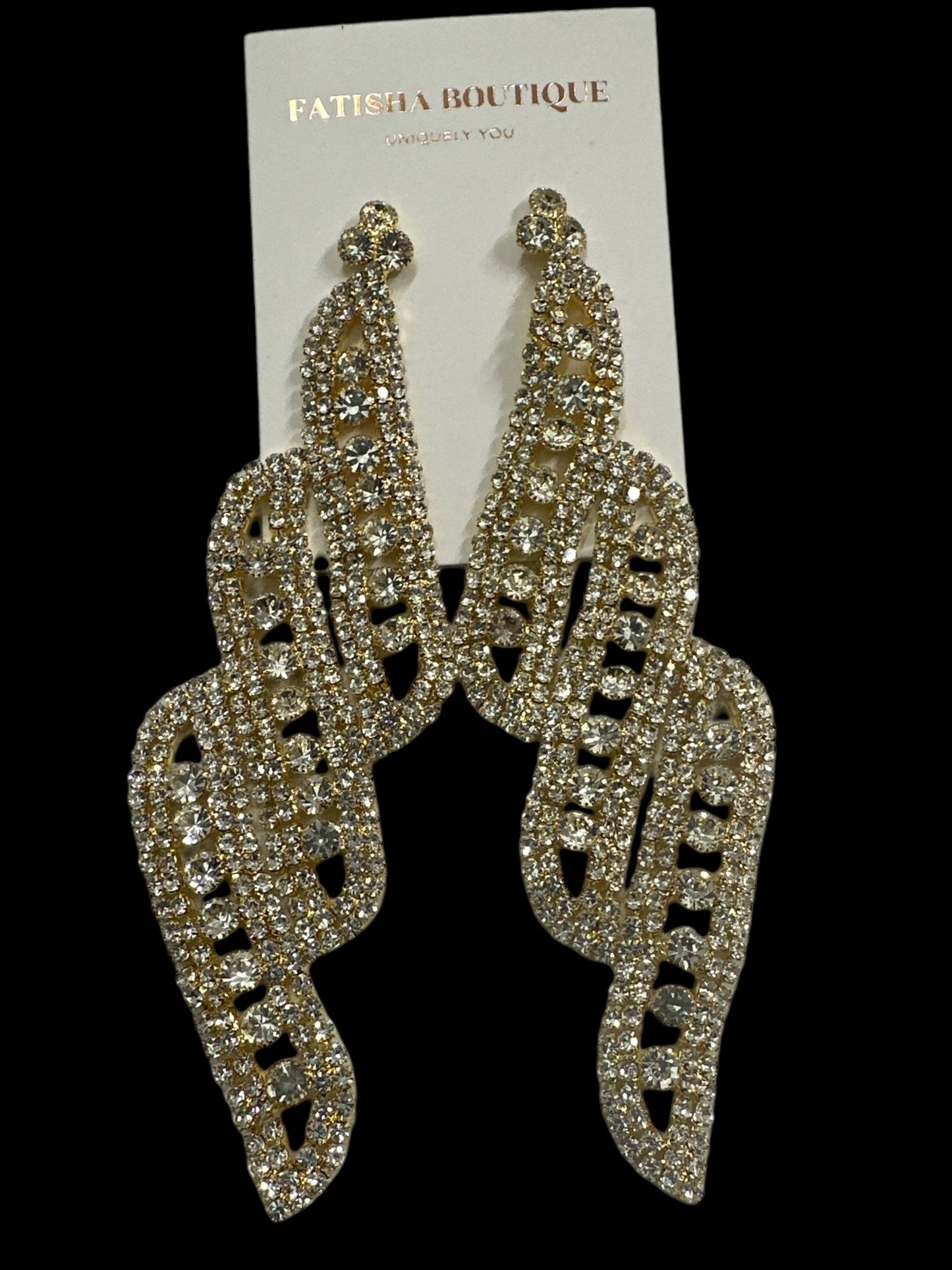 Long Elegant Diamante Rhinestone Dangle Earrings - Fatisha Boutique