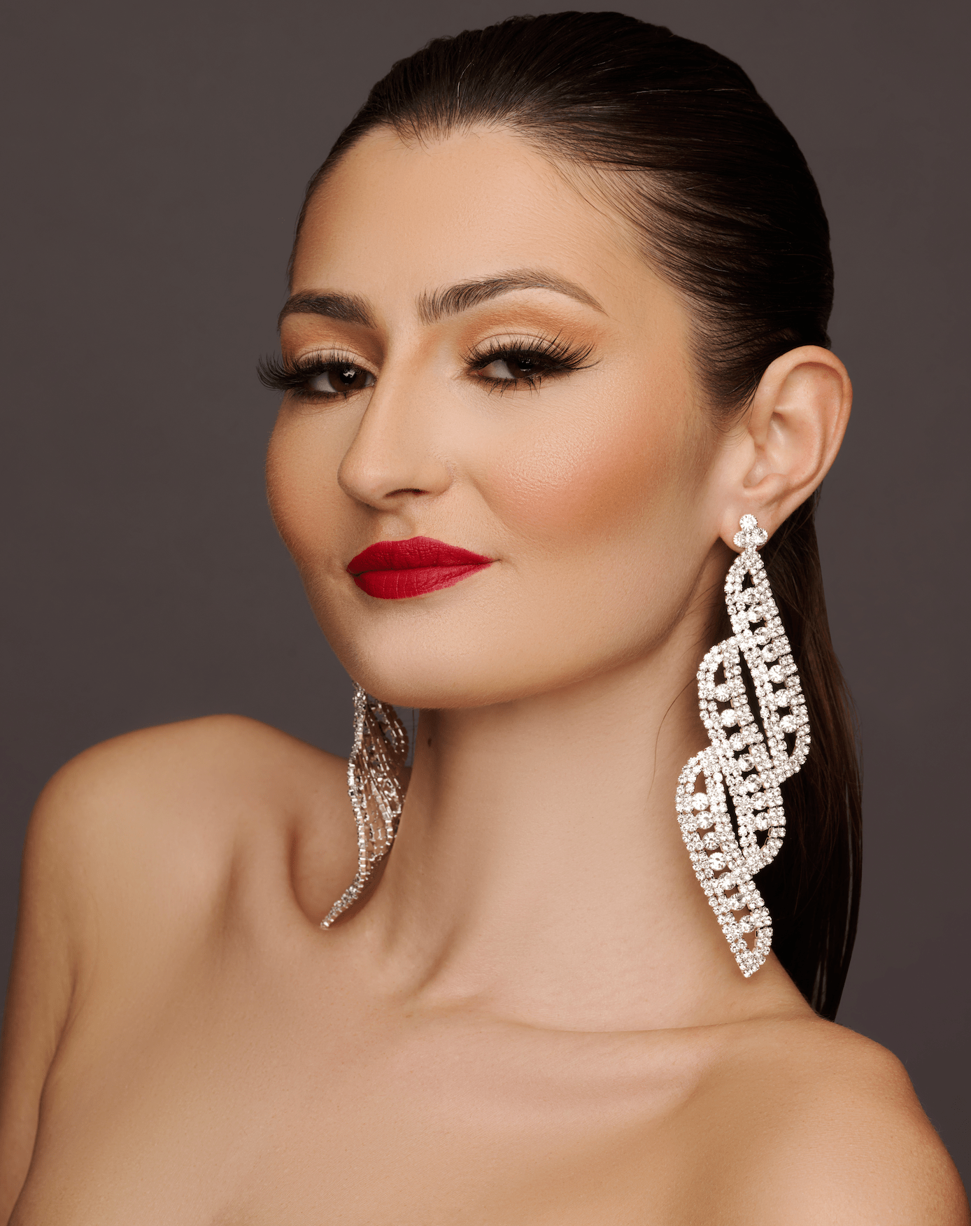 Long Elegant Diamante Rhinestone Dangle Earrings - Fatisha Boutique