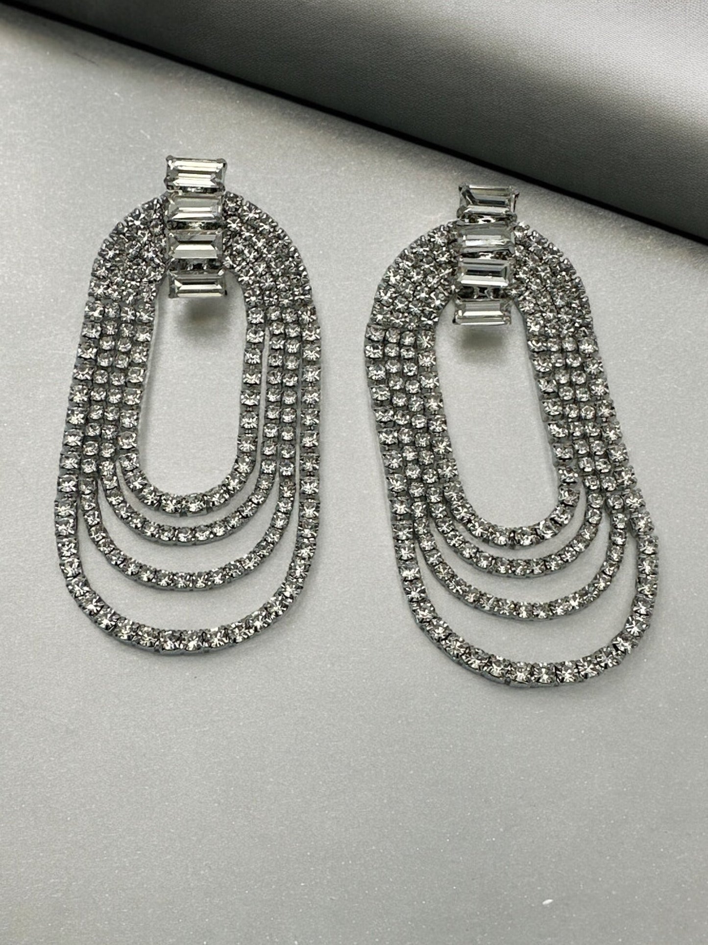 Long Elegant Diamante Rhinestone Statement Tassel Earrings - Fatisha Boutique