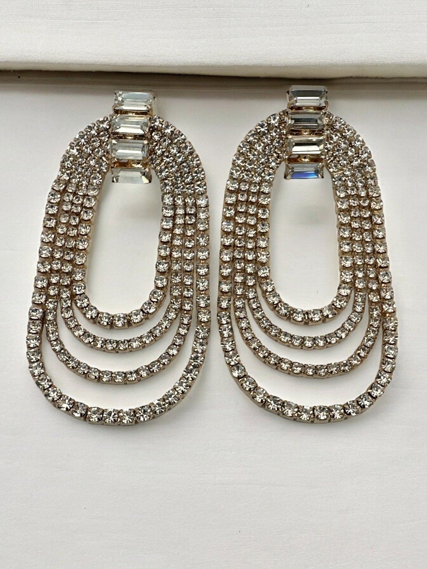 Long Elegant Diamante Rhinestone Statement Tassel Earrings - Fatisha Boutique