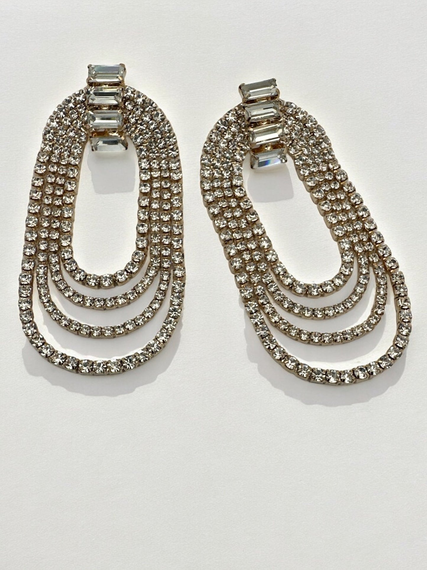 Long Elegant Diamante Rhinestone Statement Tassel Earrings - Fatisha Boutique