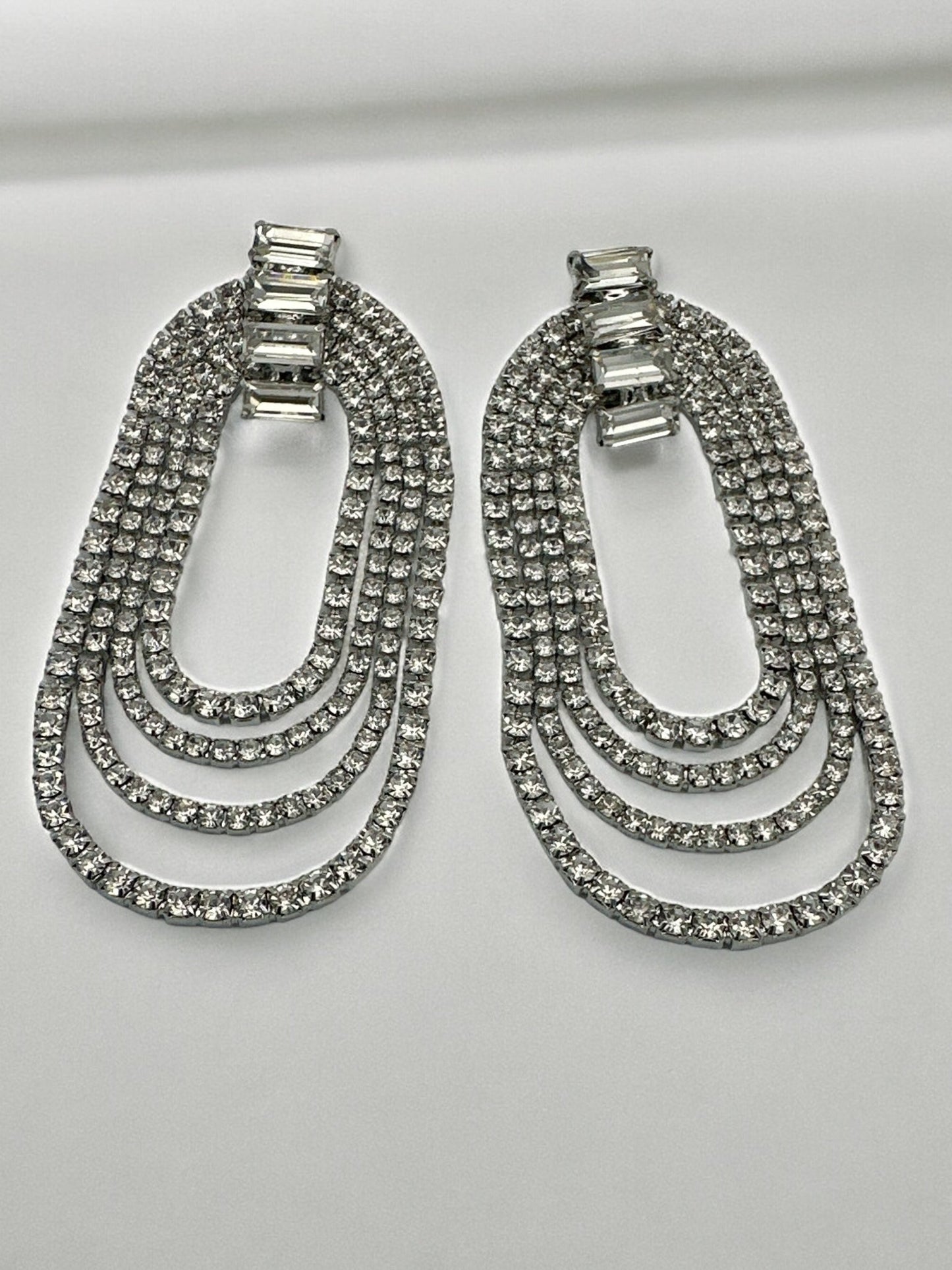 Long Elegant Diamante Rhinestone Statement Tassel Earrings - Fatisha Boutique