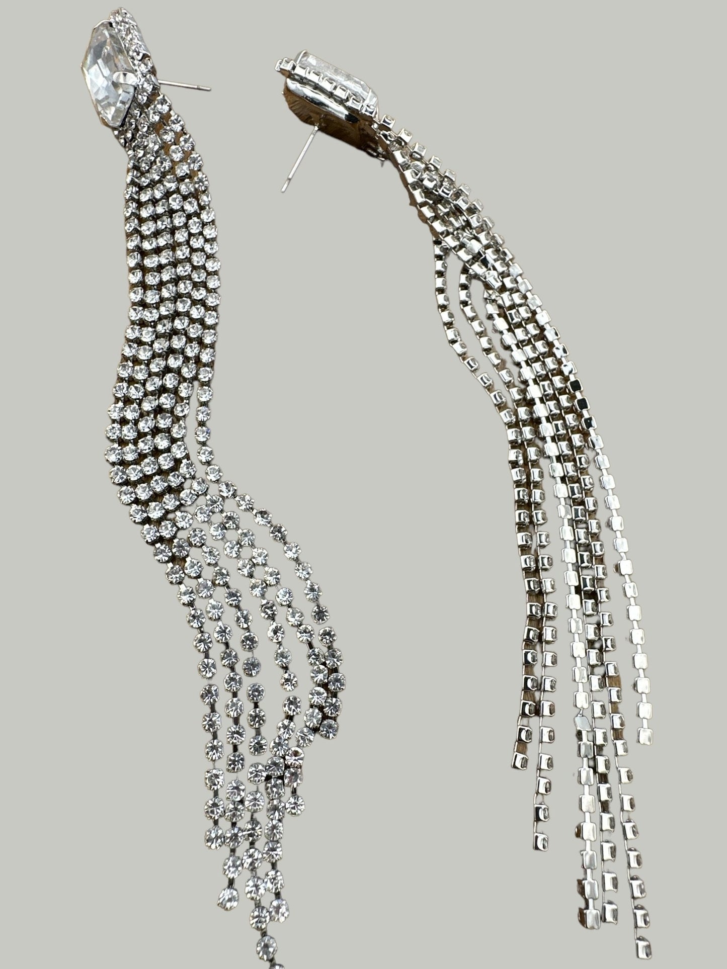 Long Elegant Diamante Rhinestone Tassel Earrings - Fatisha Boutique