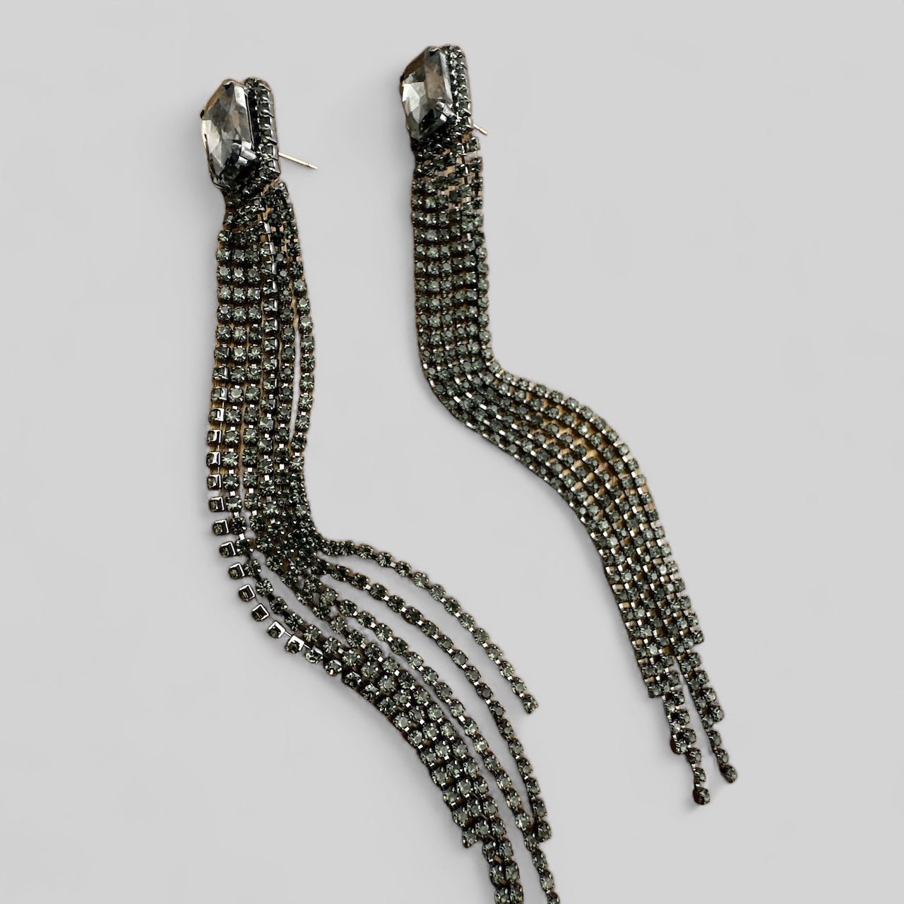 Long Elegant Diamante Rhinestone Tassel Earrings - Fatisha Boutique