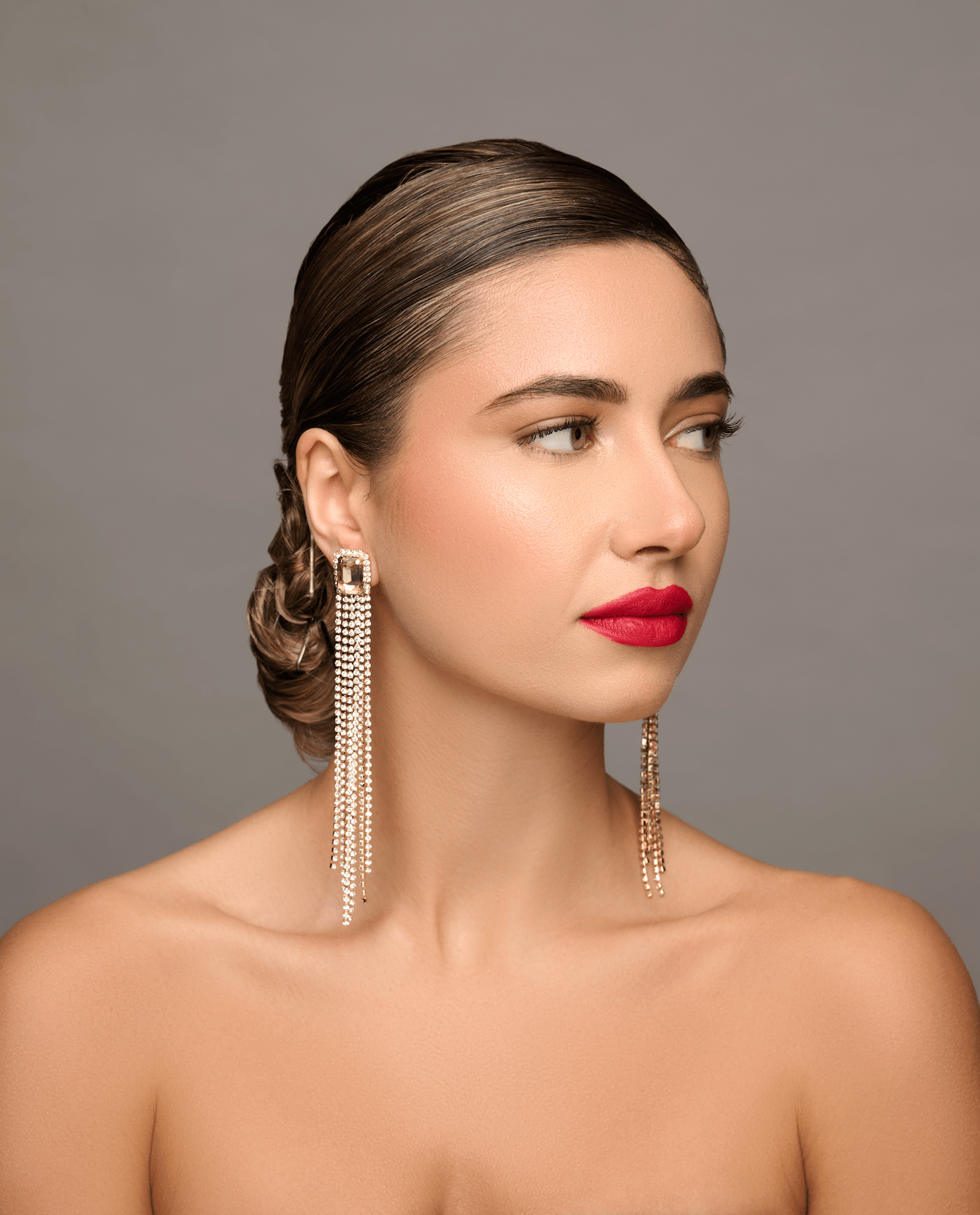 Long Elegant Diamante Rhinestone Tassel Earrings - Fatisha Boutique