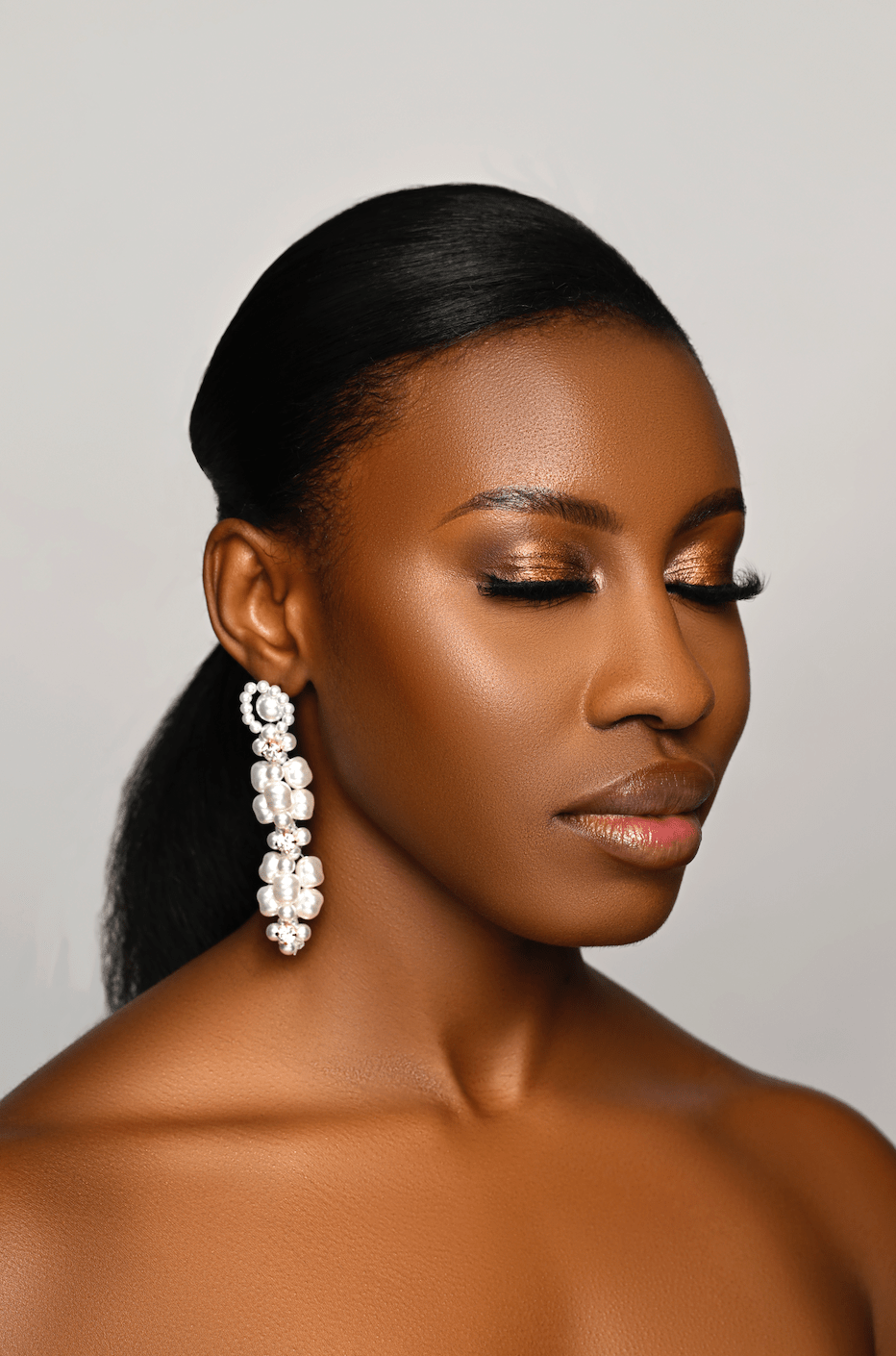 Long Elegant Faux Pearl Rhinestone Drop Earrings – Sophisticated Statement Earrings for Women - Fatisha Boutique