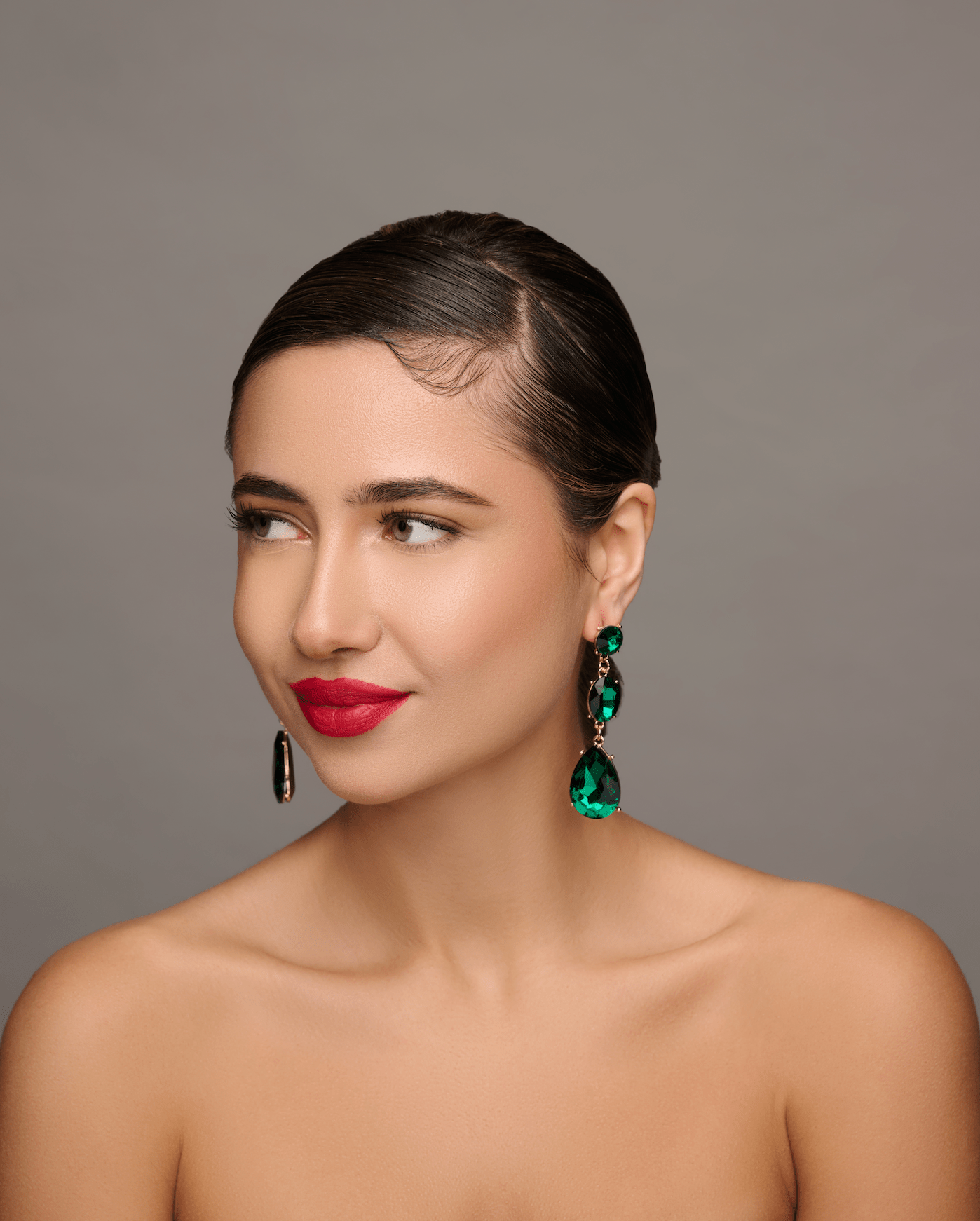 Long Elegant Green Diamante Rhinestone Teardrop Stud Dangle Earrings - Fatisha Boutique