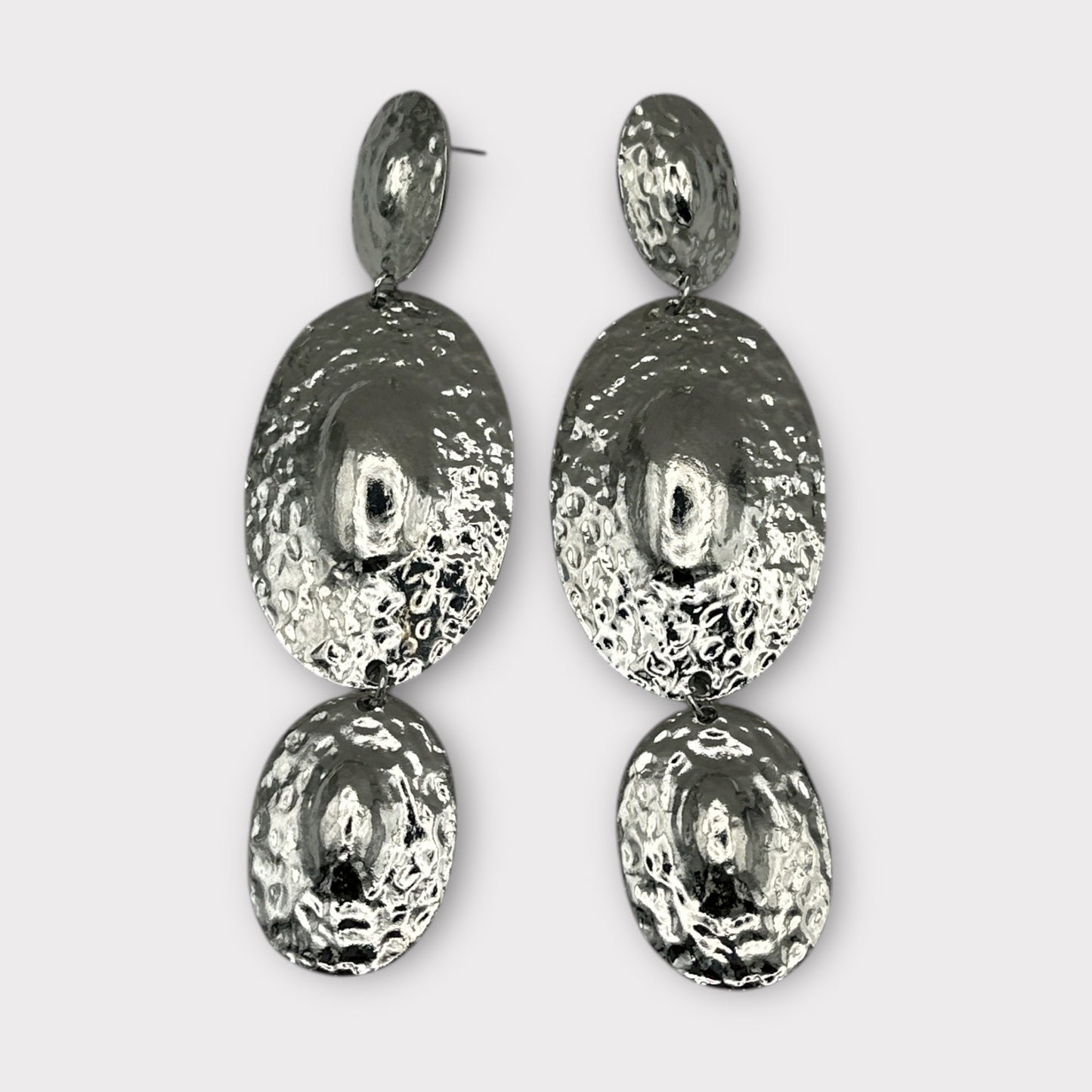 Long Elegant Hammered Dangle Earrings – Gold & Silver - Fatisha Boutique