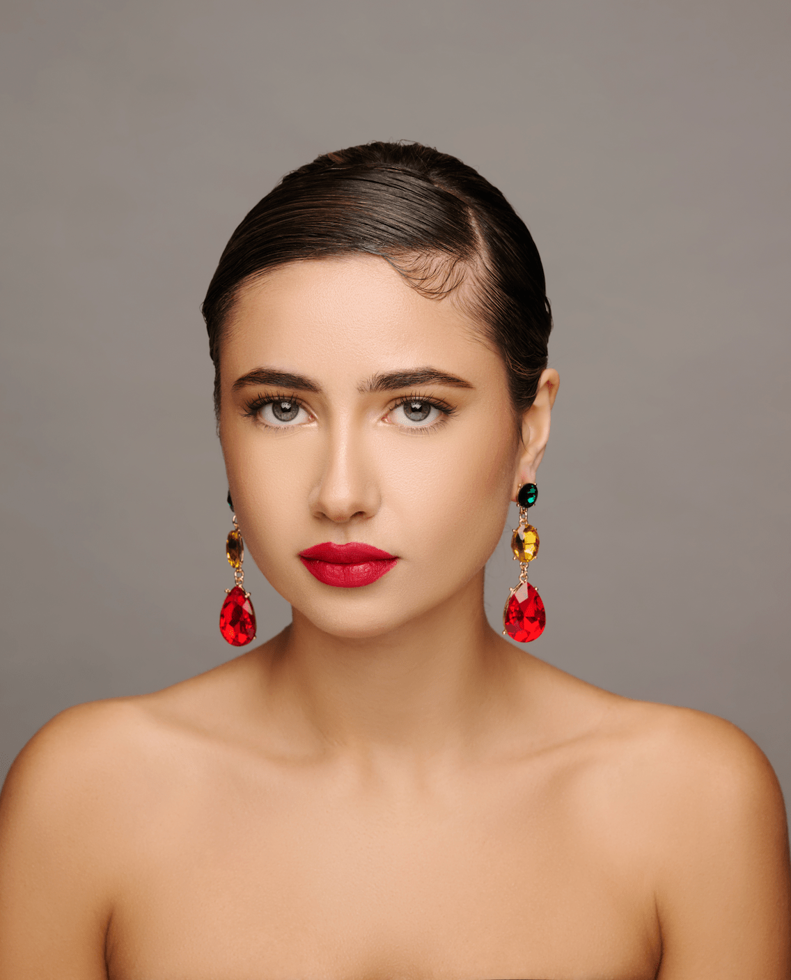 Long Elegant Multicolours Rhinestone Teardrop Stud Dangle Earrings - Fatisha Boutique