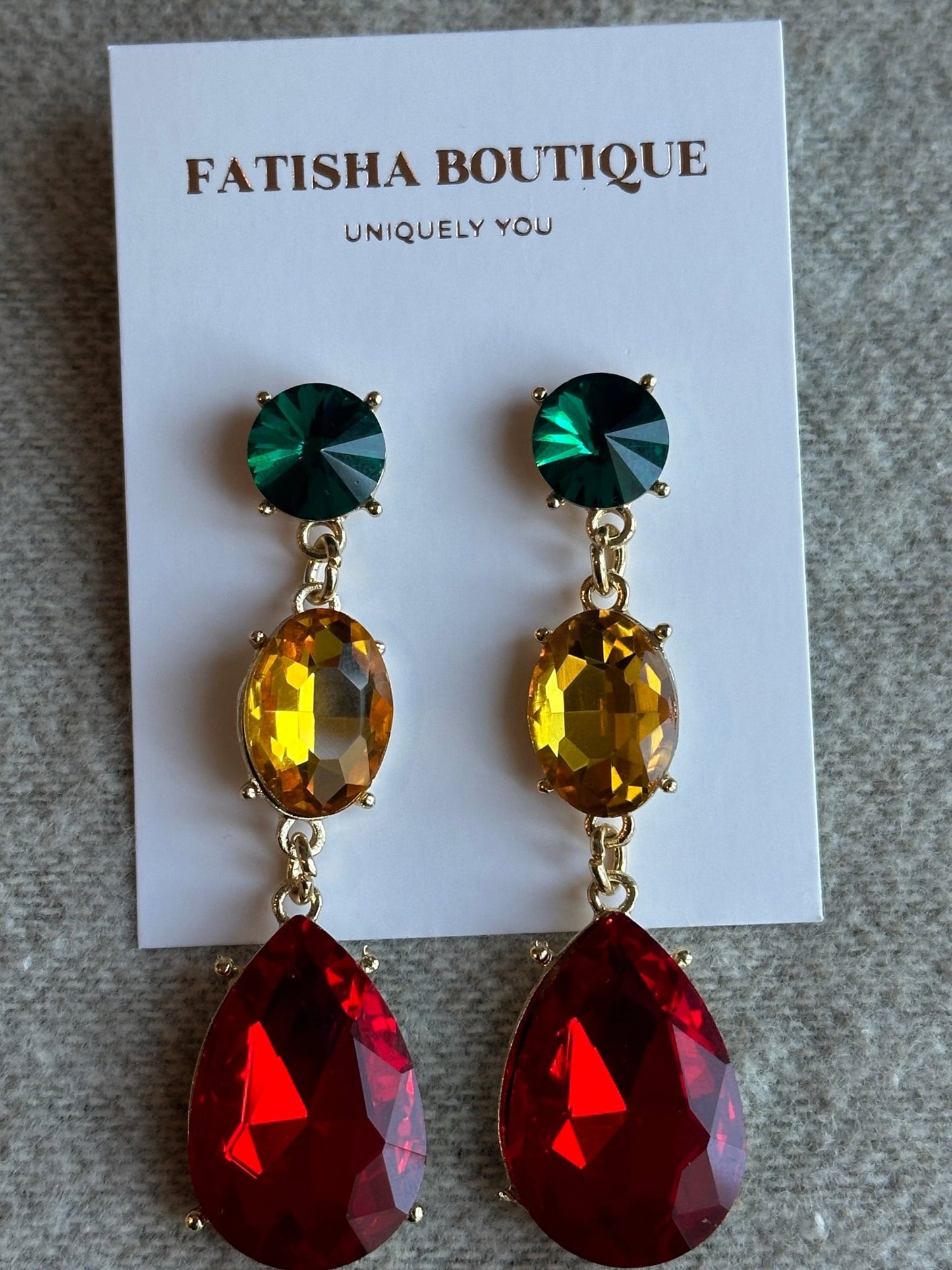 Long Elegant Multicolours Rhinestone Teardrop Stud Dangle Earrings - Fatisha Boutique