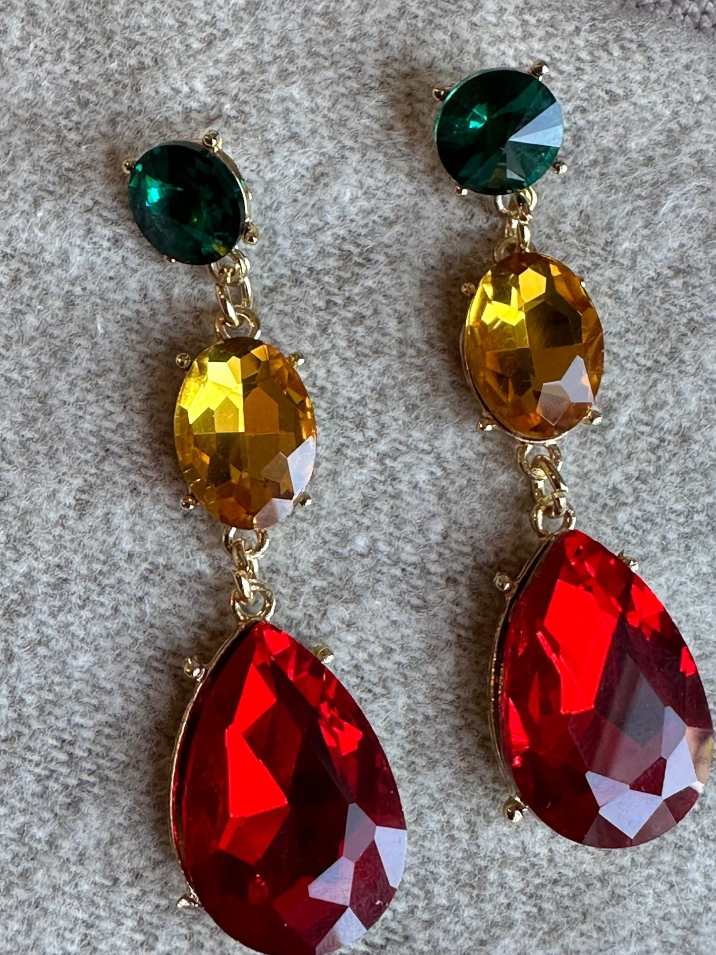 Long Elegant Multicolours Rhinestone Teardrop Stud Dangle Earrings - Fatisha Boutique
