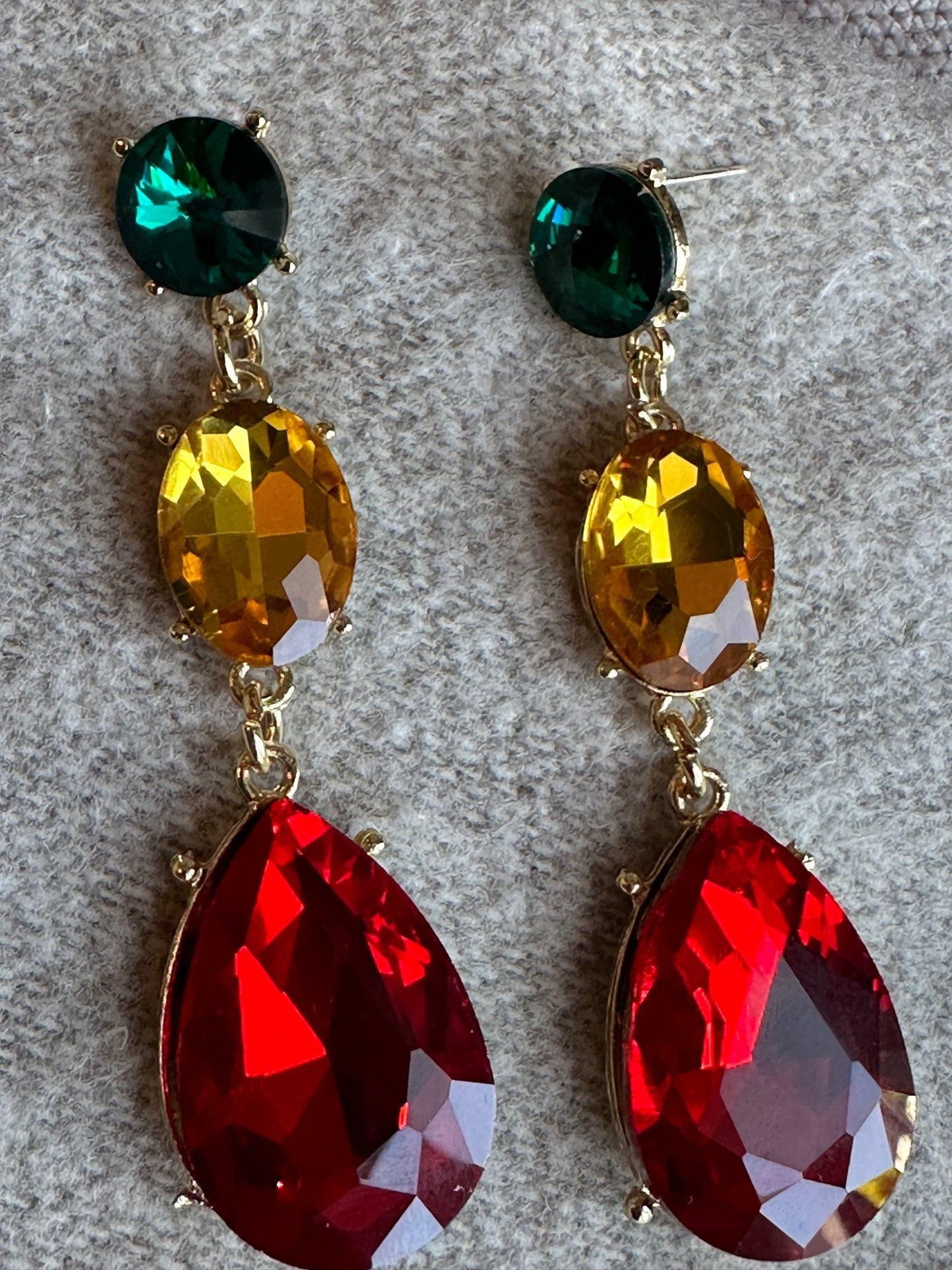 Long Elegant Multicolours Rhinestone Teardrop Stud Dangle Earrings - Fatisha Boutique