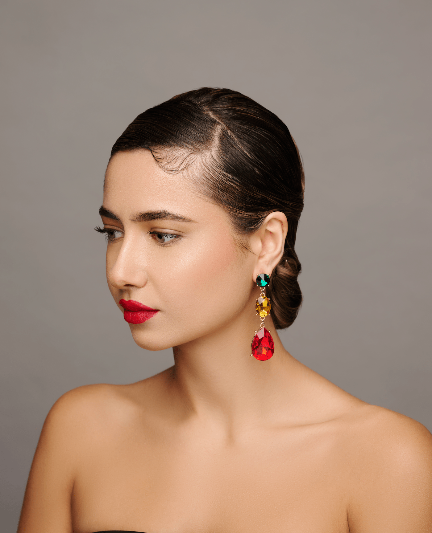 Long Elegant Multicolours Rhinestone Teardrop Stud Dangle Earrings - Fatisha Boutique
