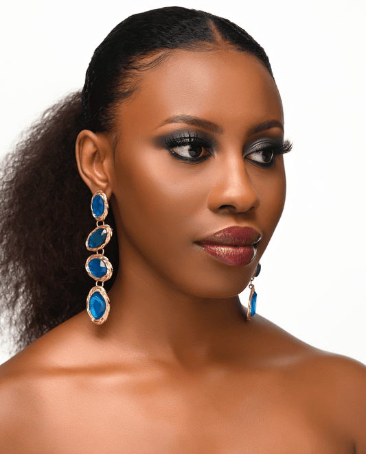 Long Elegant Sparkling Rhinestone Statement Stud Dangle Earrings - Fatisha Boutique